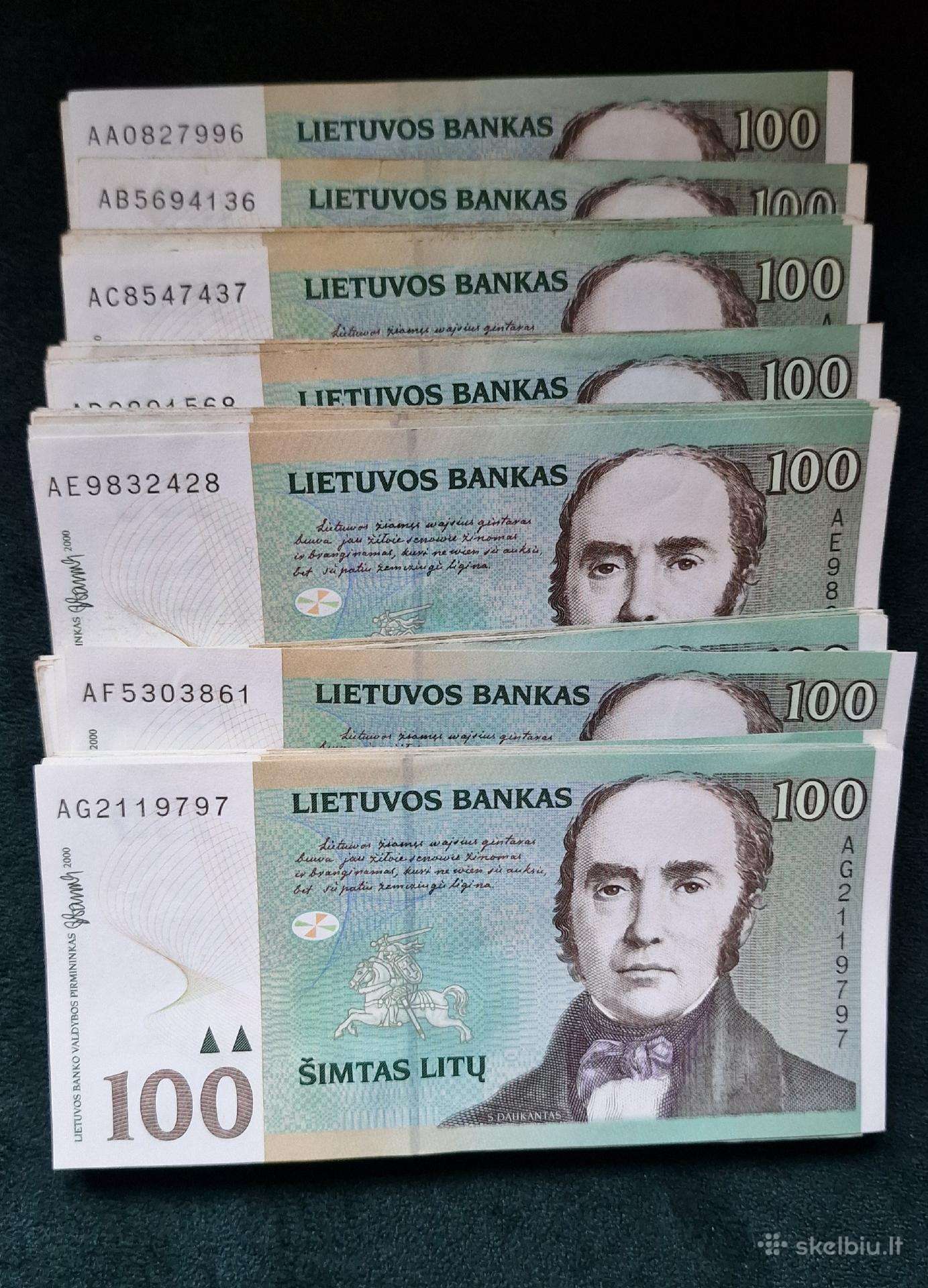 100 litų banknotai kupiūros