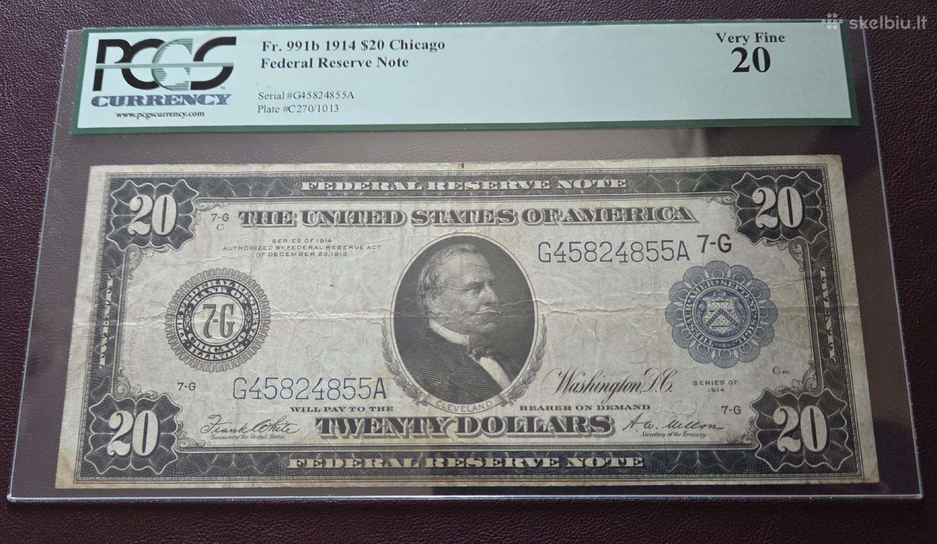 20 Dolerių 1914 m. Čikaga JAV Pcgs 20