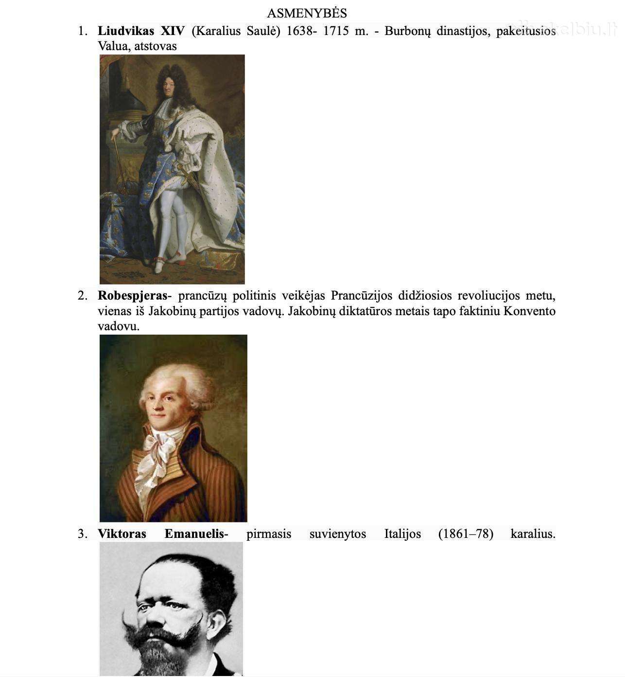 Istorijos konspektas, I Vbe dalis