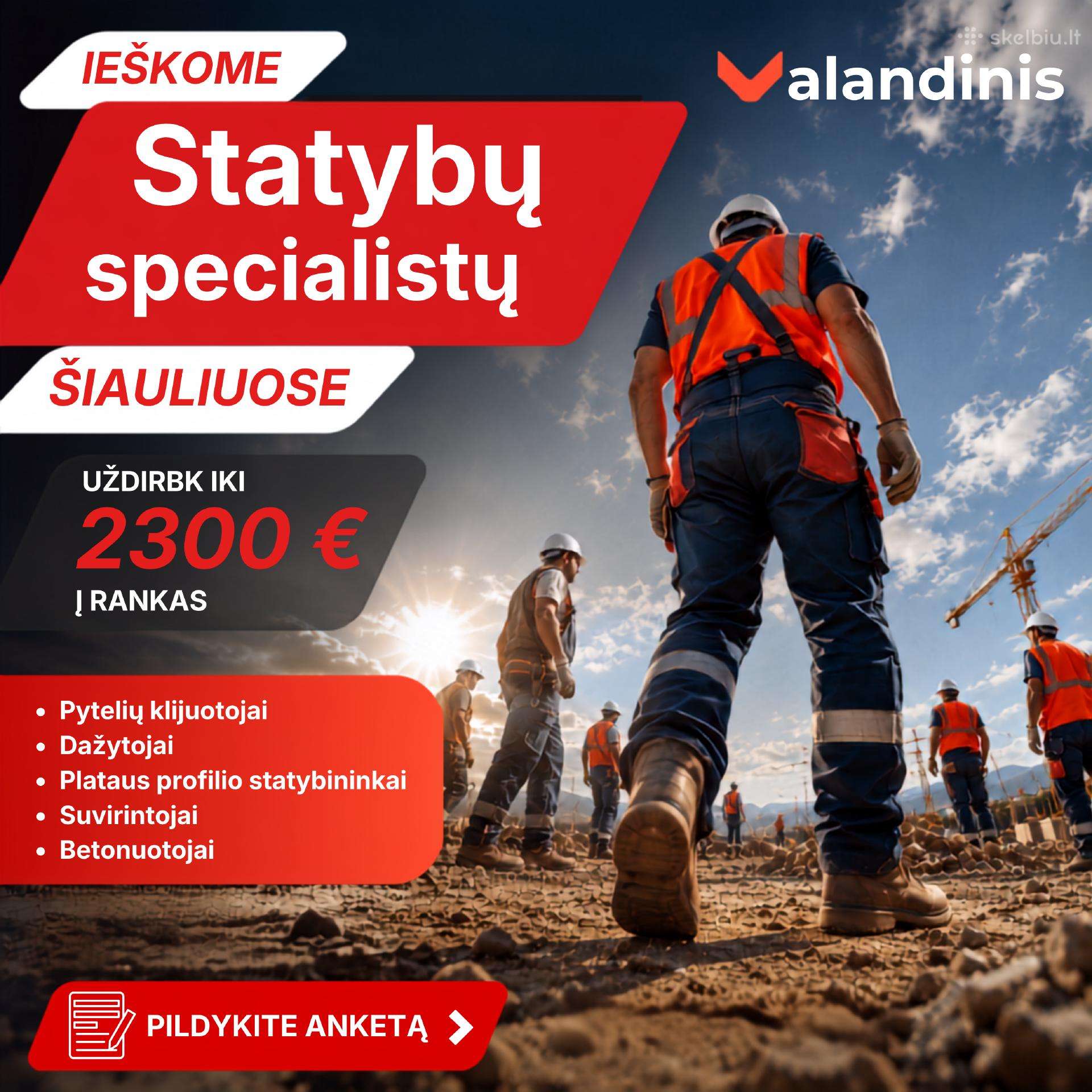Ieškome statybų specialistų Šiauliuose