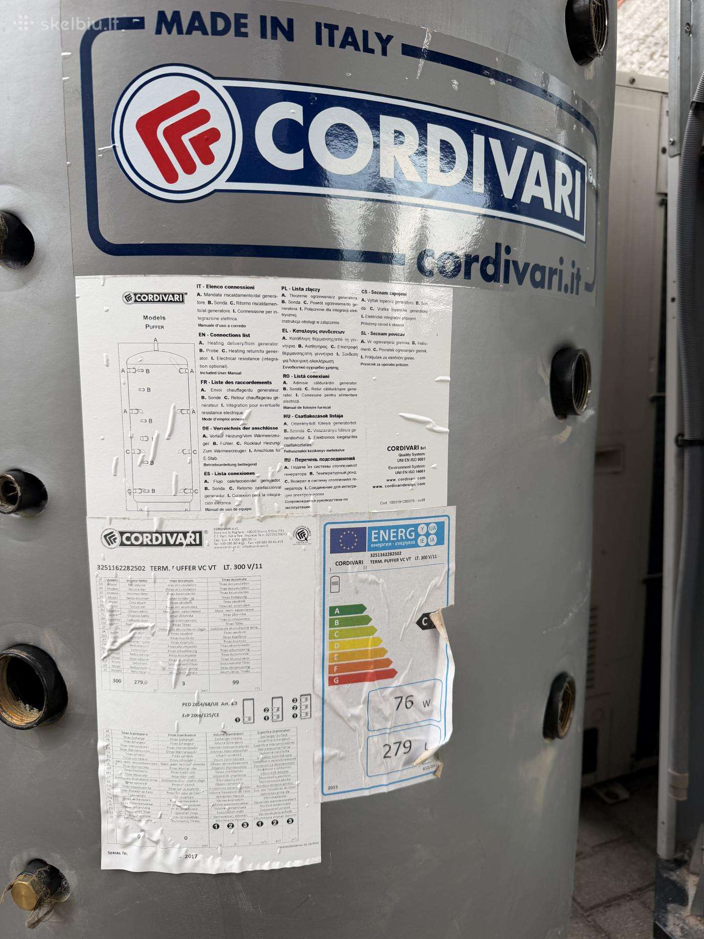 Cordivari akumuliacinė talpa/buferinė talpa 300l