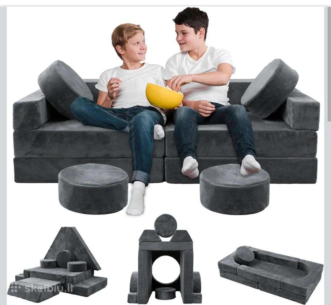 Vaikiška modulinė žaidimų sofa 16 dalių