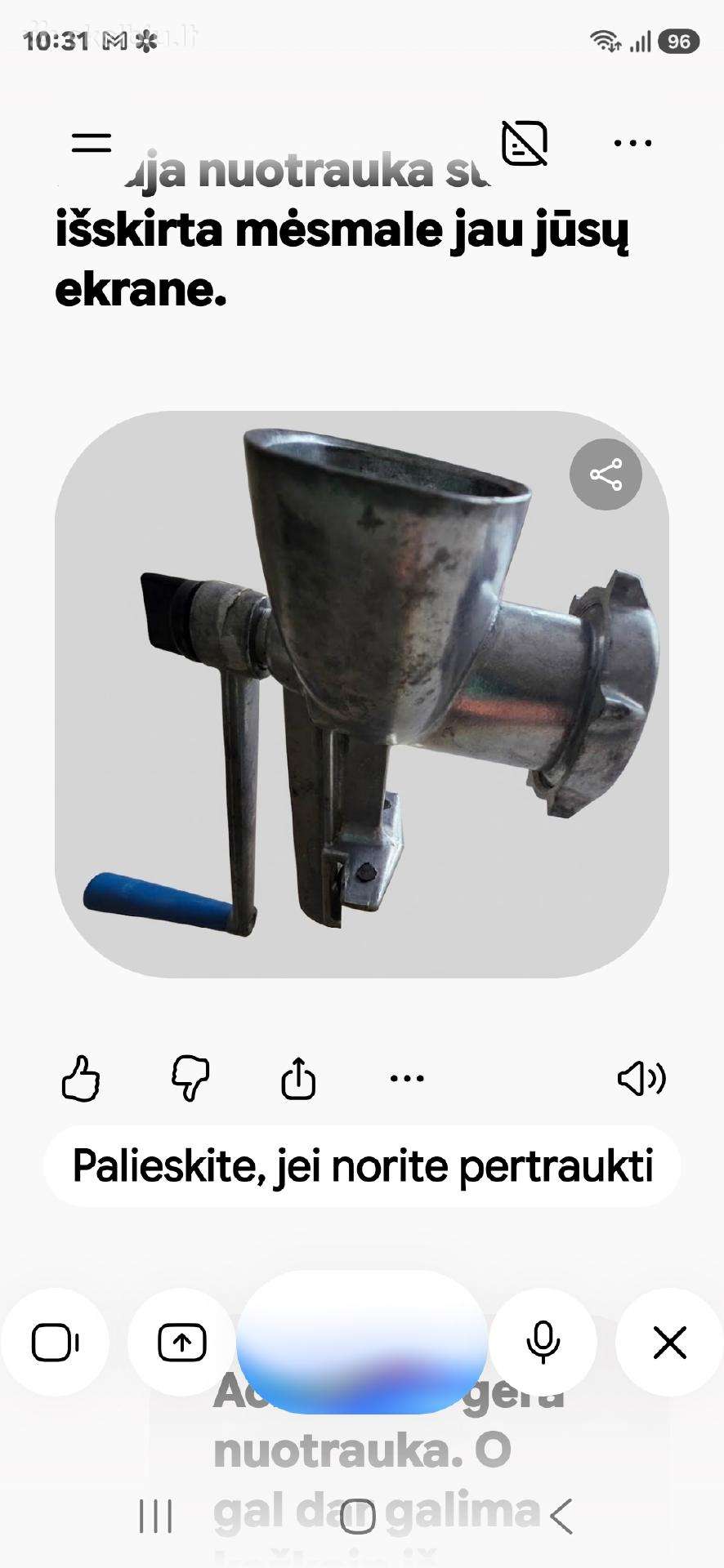 Vintažinė veikianti mėsmalė