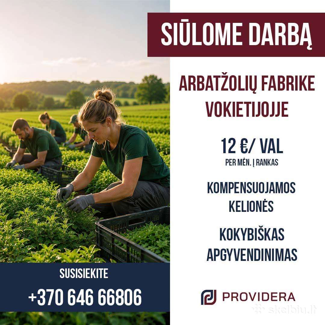 Darbas Vokietijoje arbatžolių fabrike