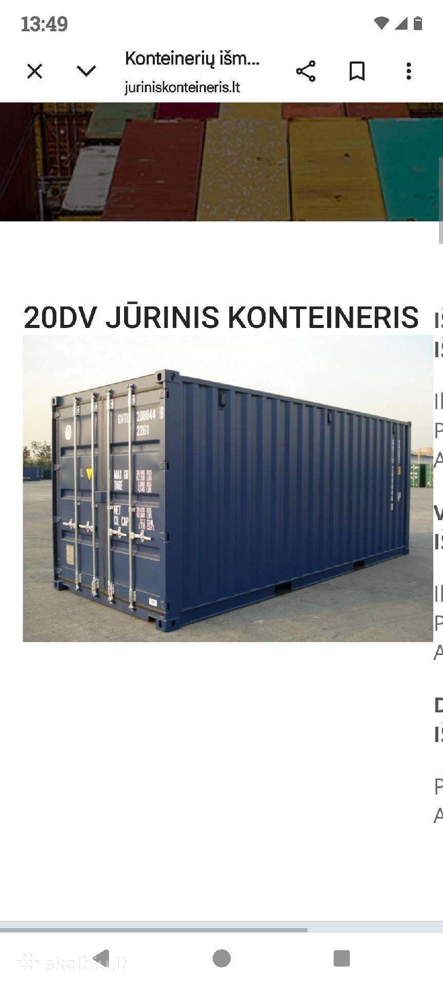 Perku 6 metru jurini konteineri