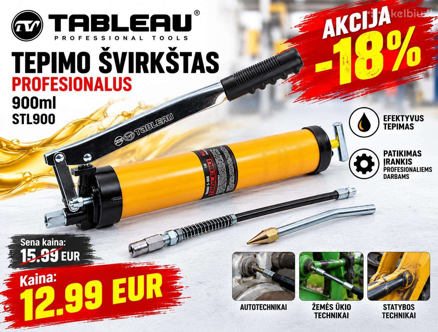 Tepimo švirkštas profesionalus 900ml (Stl900)