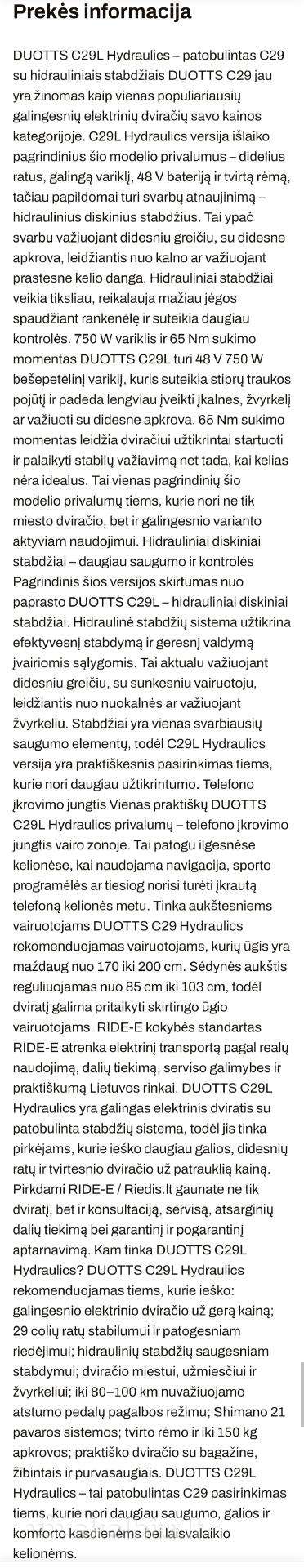 Elektrinis dviratis Duotts 29″