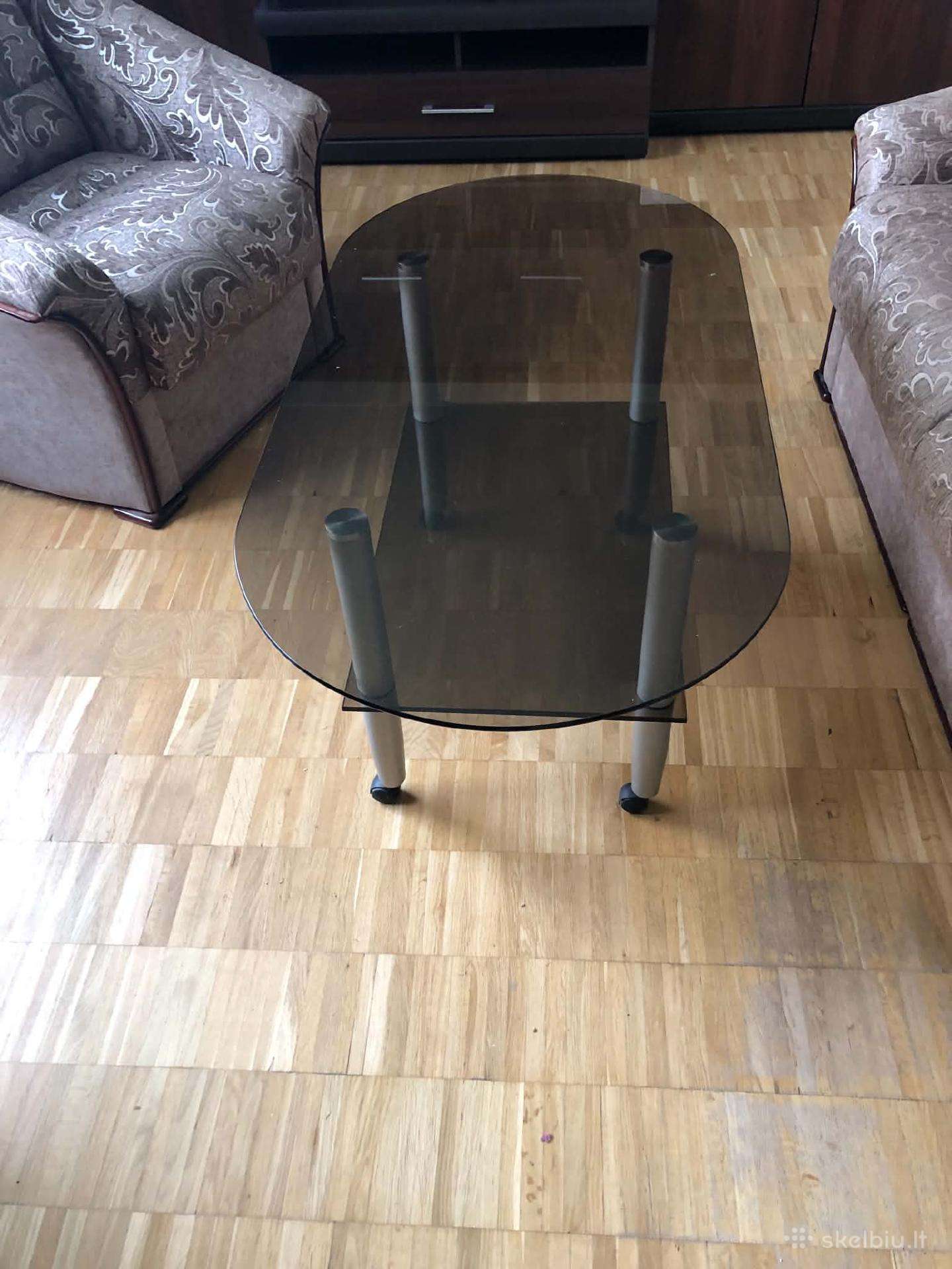 Sofa-lova su dviem foteliais ir staliuku