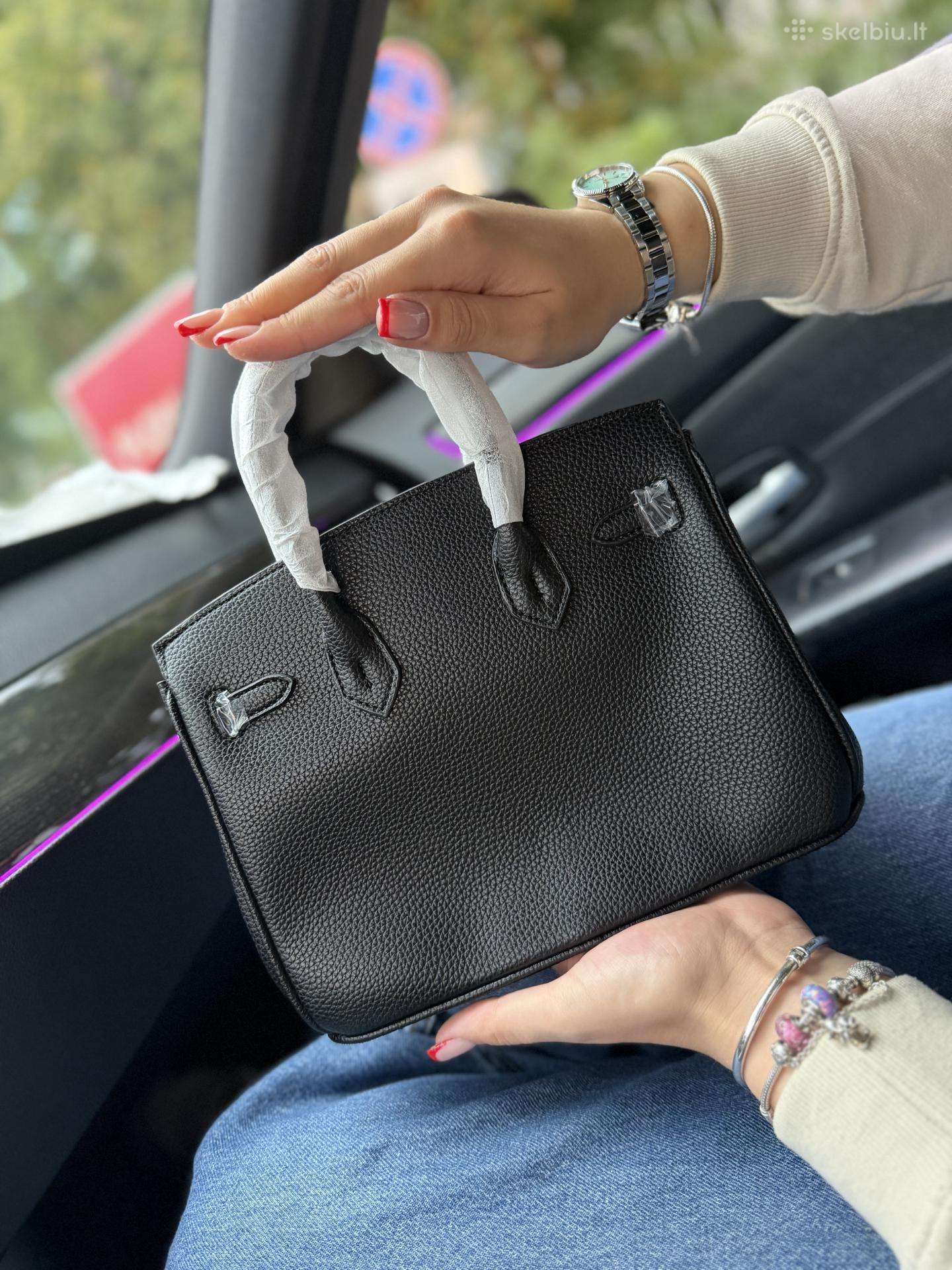 Nauja juoda rankinė Birkin stiliaus