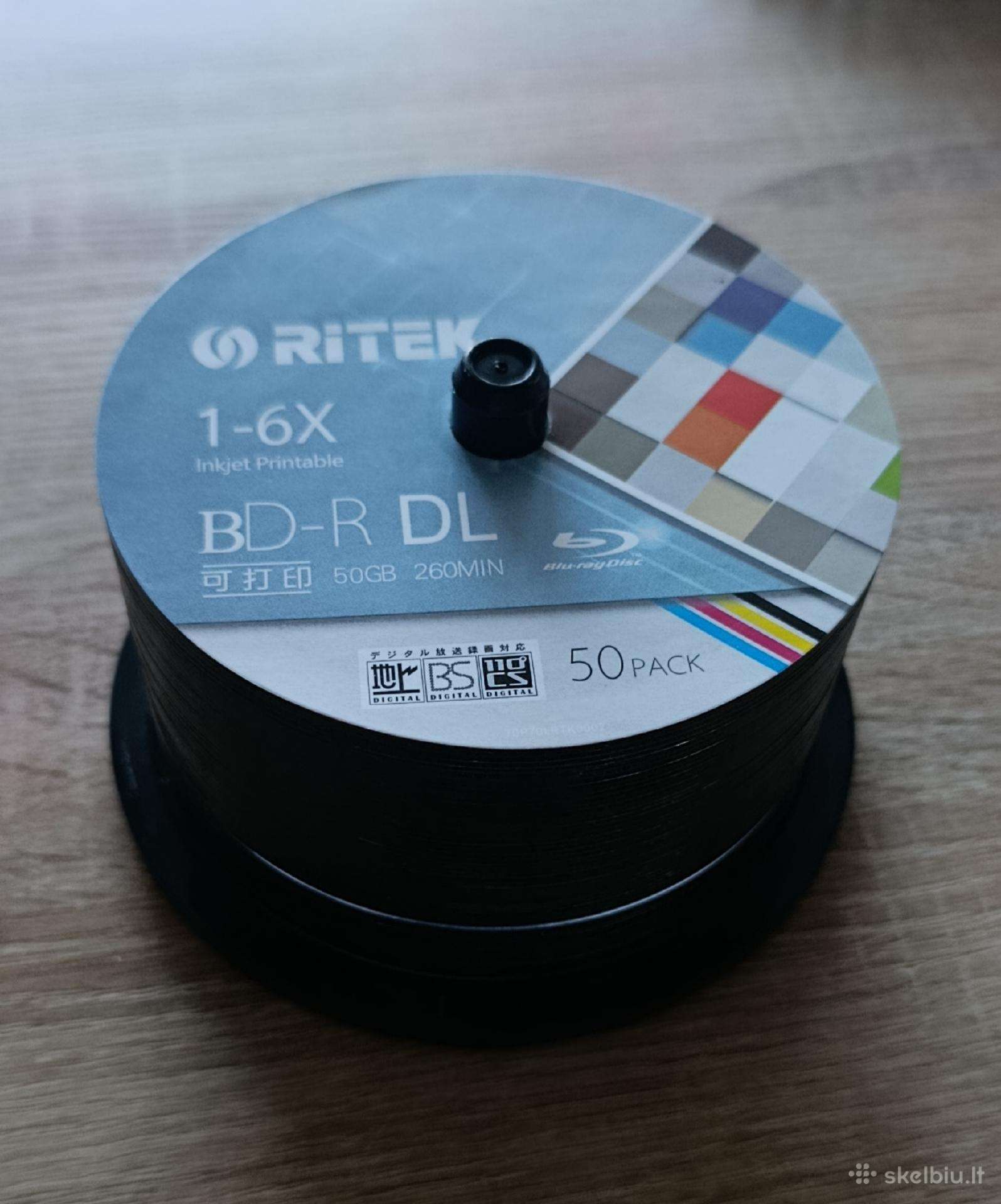 Blu-ray diskai Bd-r Dl 50gb Ritek 50vnt.