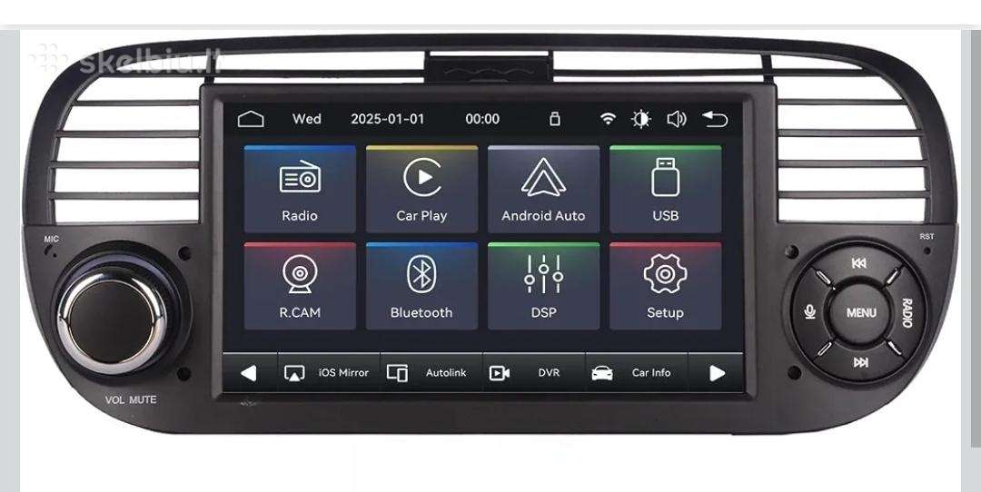Fiat500,2007-2015 metų multimedia