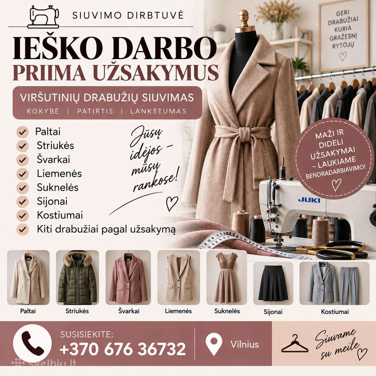 Siuviklele laukia użsakimu