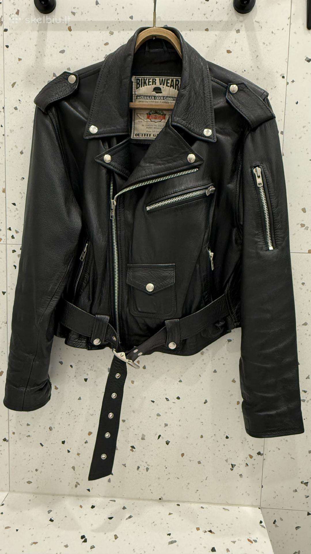Odinė Biker stiliaus striukė (Unisex)