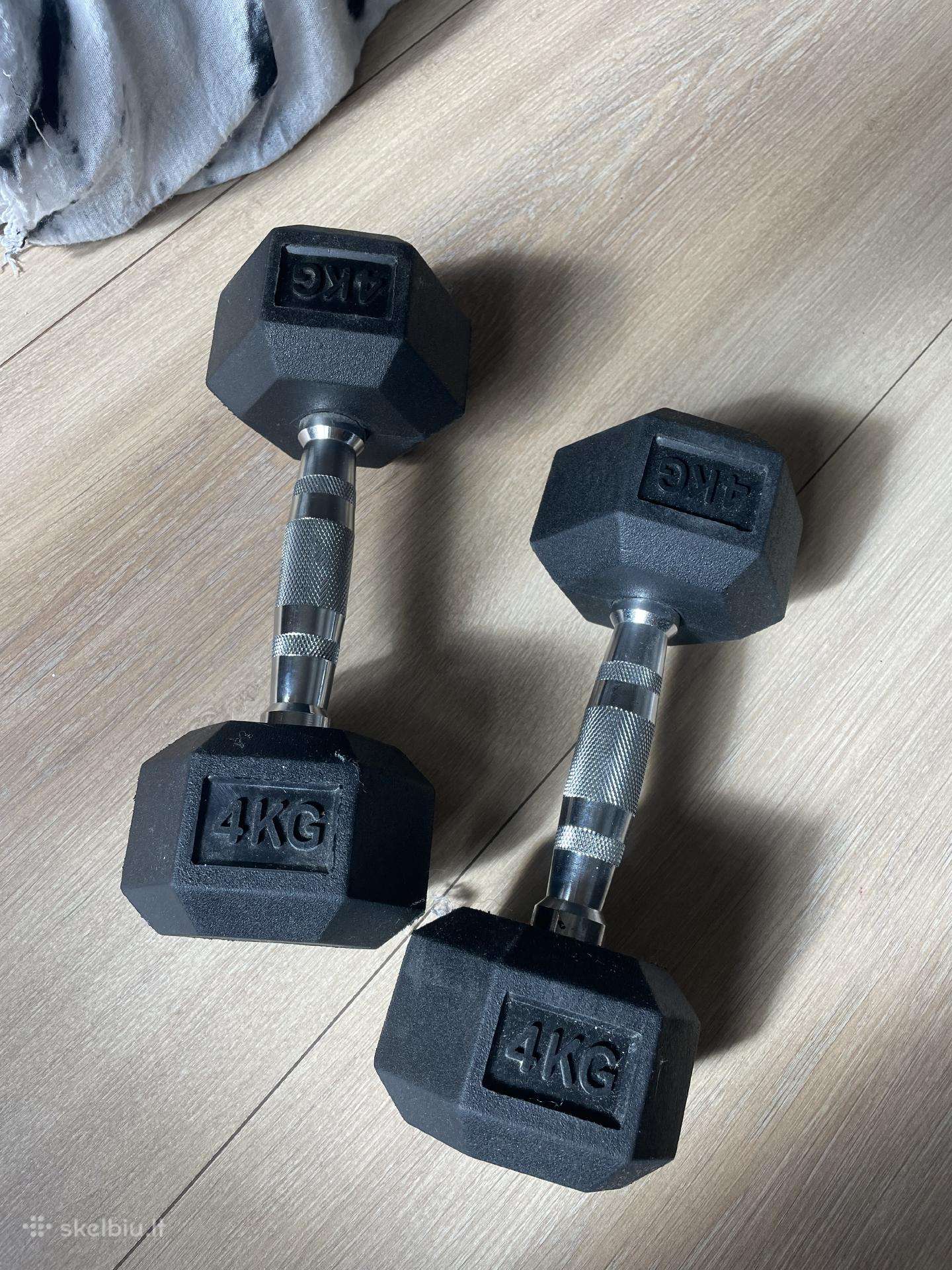 Šešiakampiai hanteliai 4kg, 2vnt
