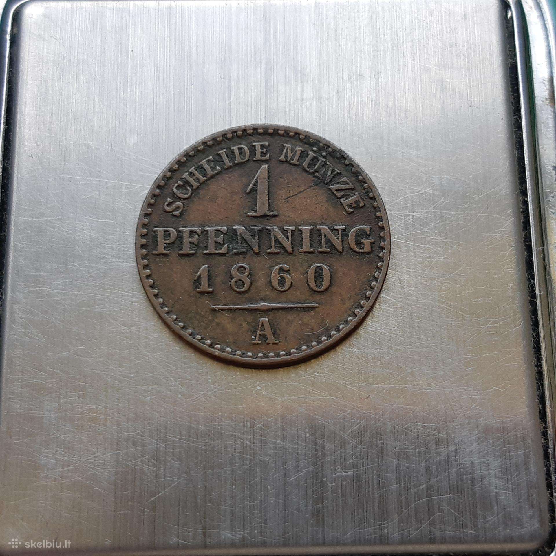 Prūsija 1 pfenigas 1860