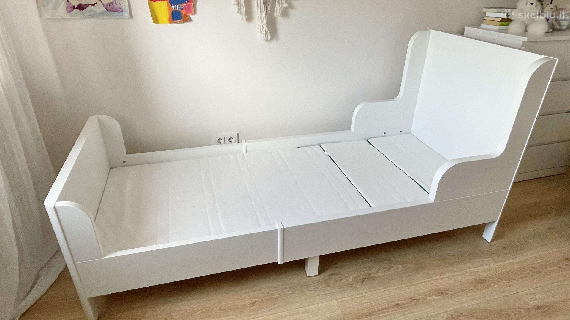 Keičiamo ilgio vaikiška lova su 3 dalių čiužiniu