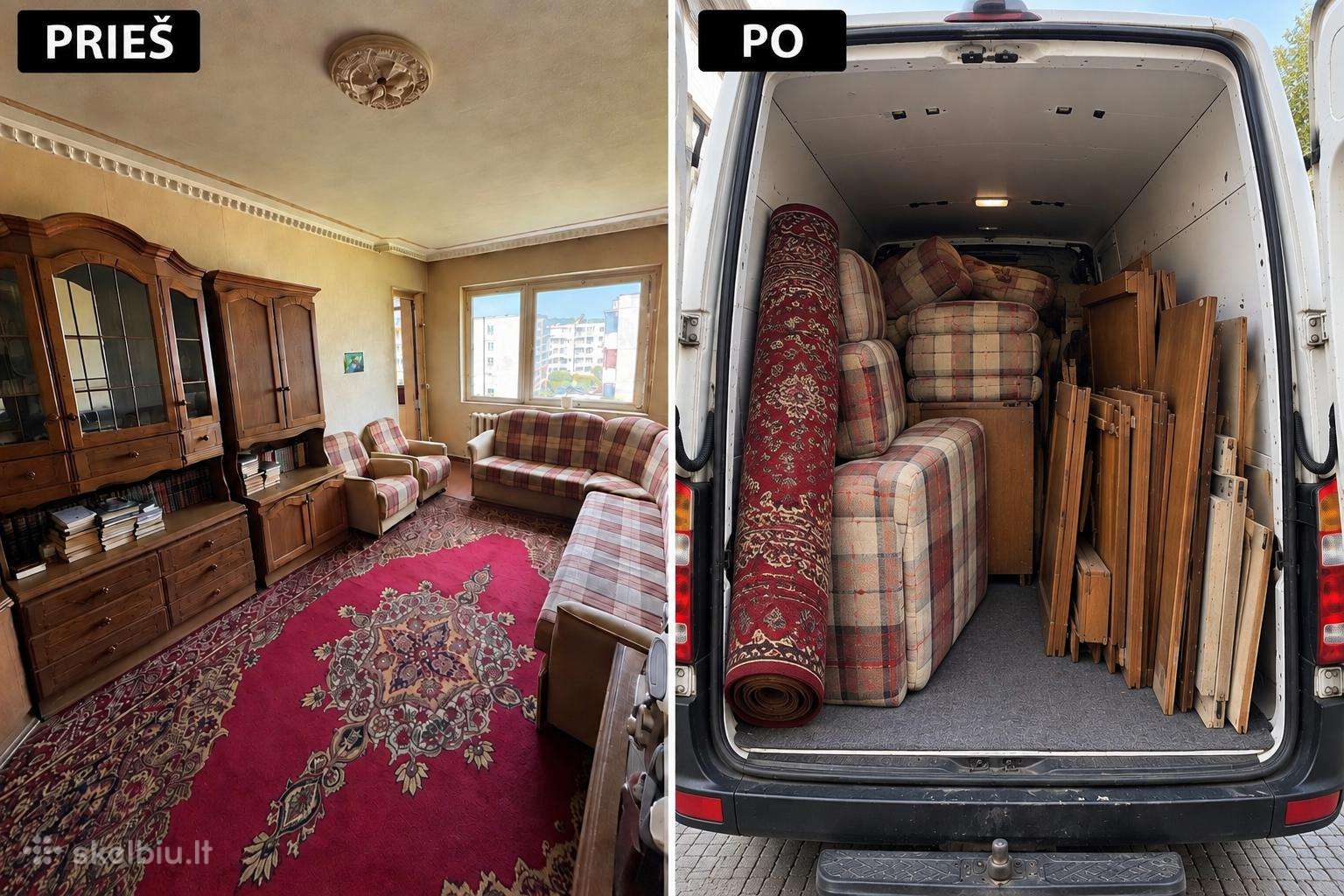 Kraustymas, baldų pervežimas ir surinkimas