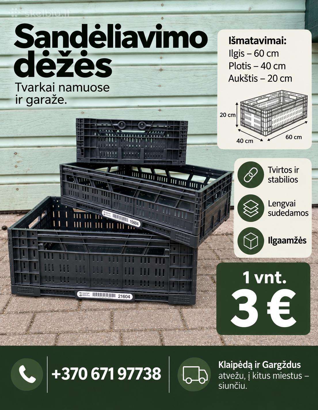 Sulankstomos sandėliavimo dėžės