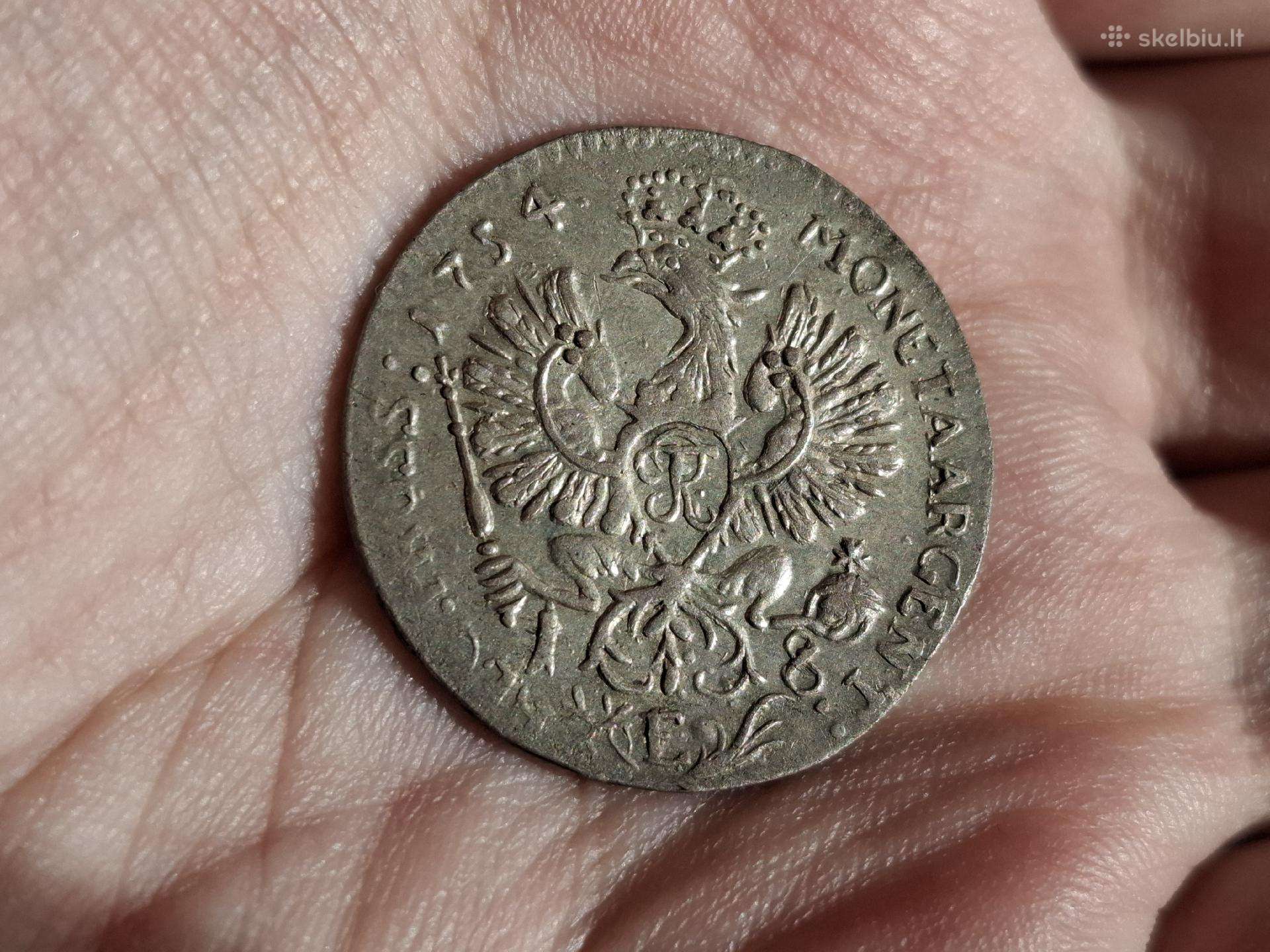 Prūsija Ortas 1754 sidabras