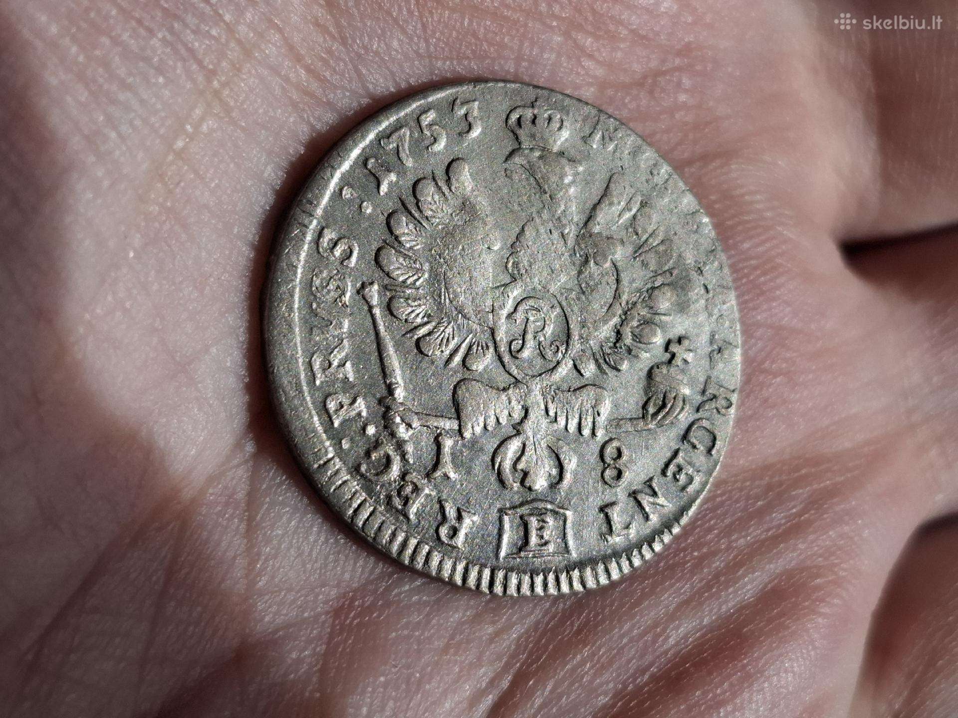 Prūsija Ortas 1753 sidabras