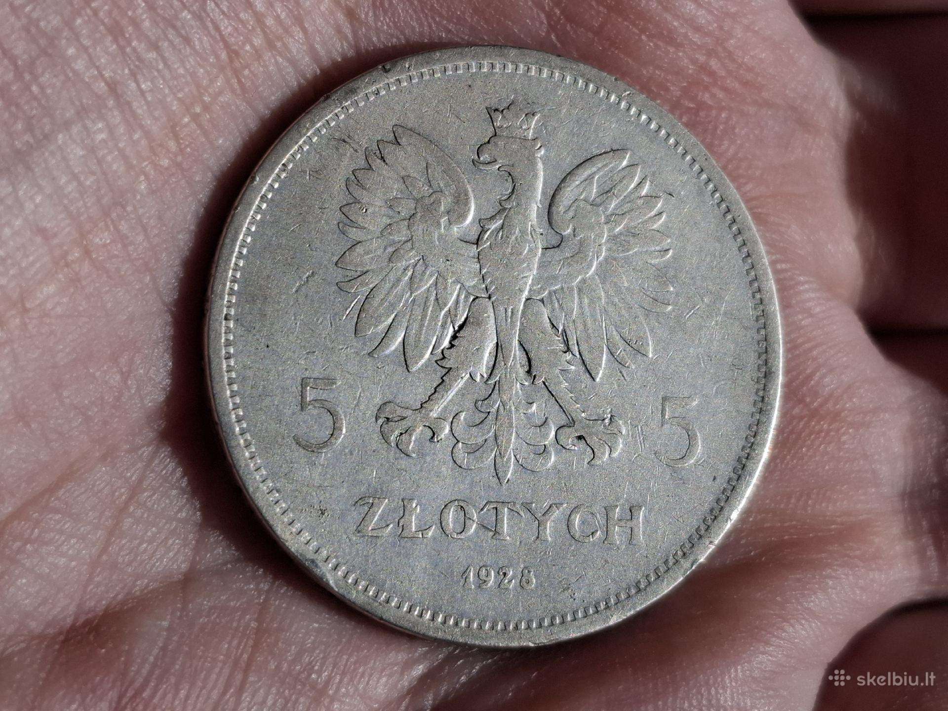 Lenkija 5 zlotai 1928 sidabras