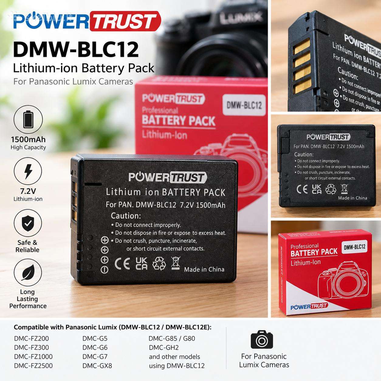 Powertrust Dmw-blc12 7.2v 1500mah akumuliatorius