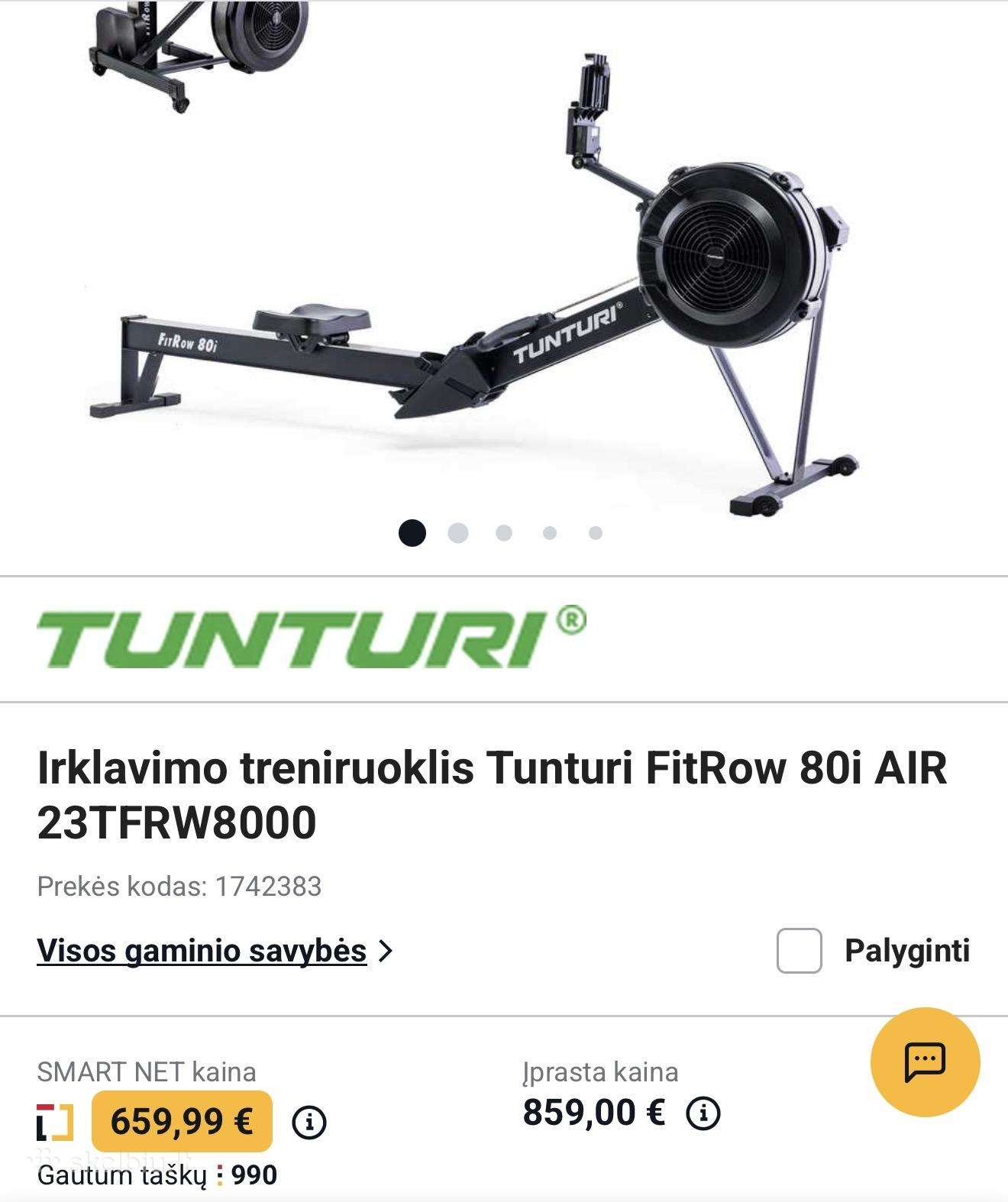 Tunturi irklavimo treniruoklis ir stakles