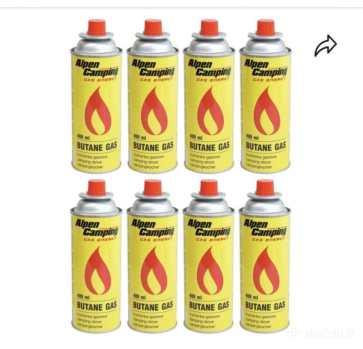 Butano dujos Alpen Camping, 400ml - 8 vnt Ūš 12€