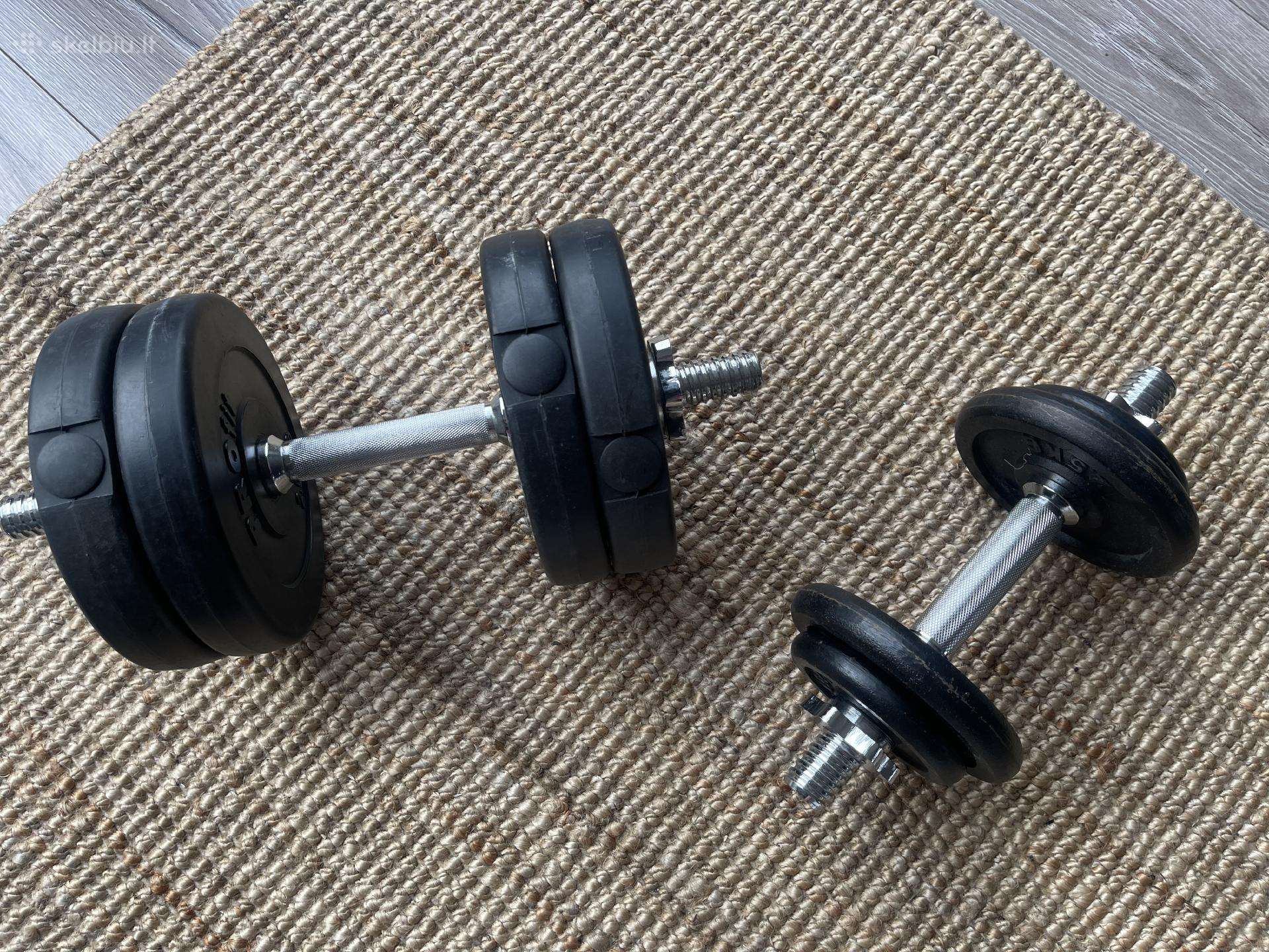 Hanteliai: 10 kg ir 12,5 kg