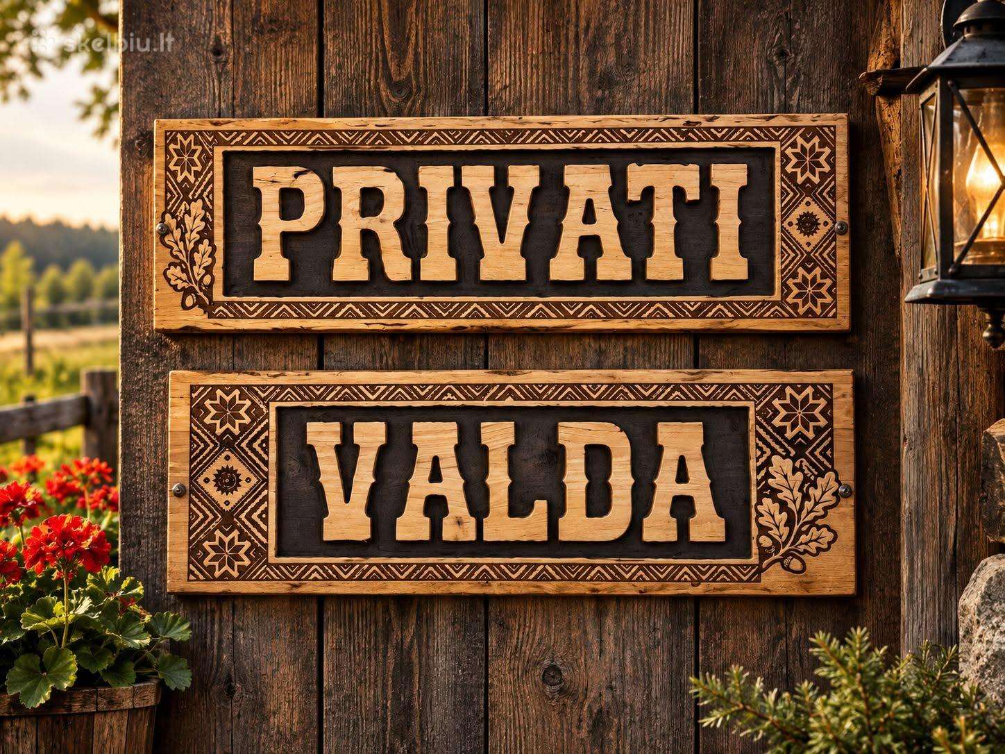 Medinė iškaba "Privati valda"