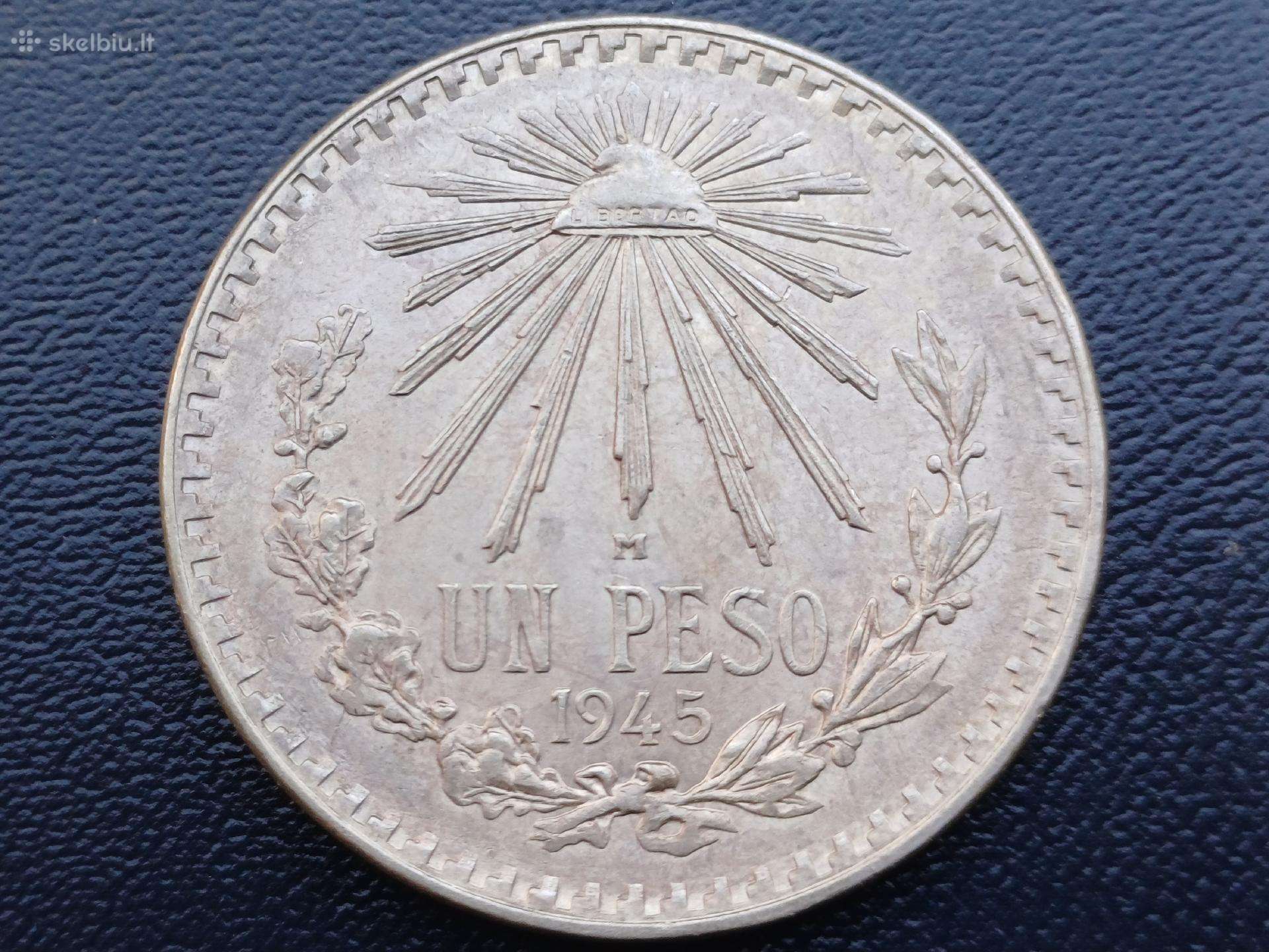 1 pesas 1945m. Meksika sidabras unc