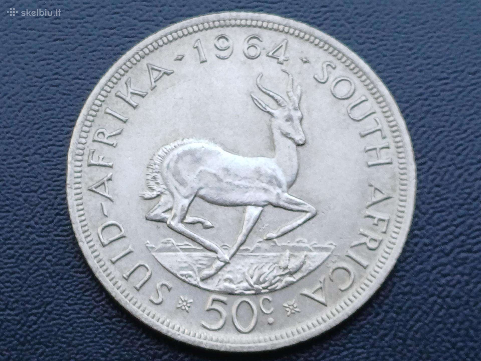 50 centų 1964m. Pietų Afrika sidabras unc