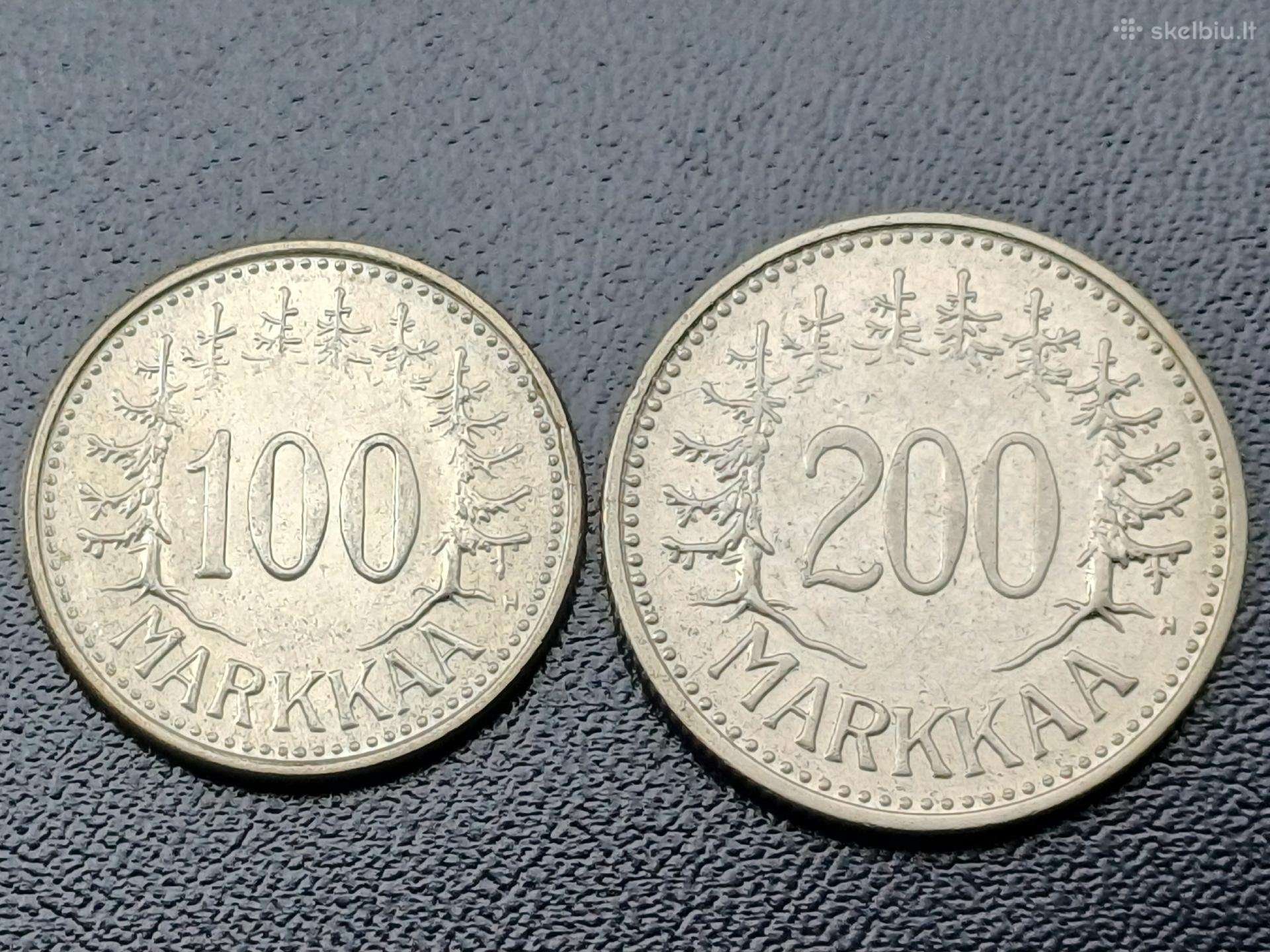100 ir 200 markių 1956m. Suomija sidabras