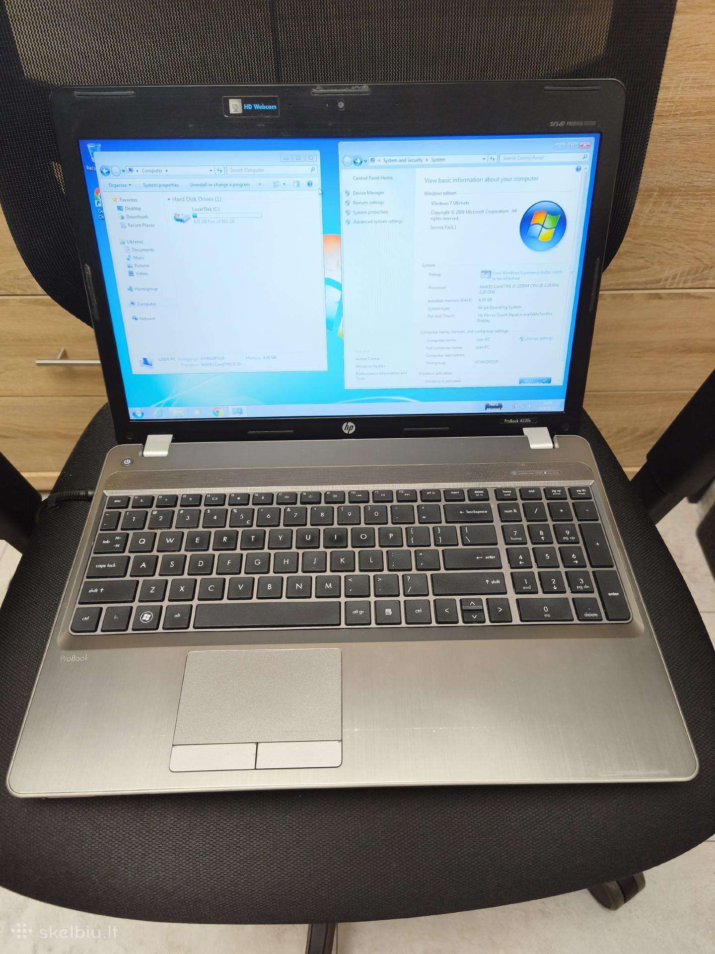 Hp probook 4530s 4gb 500gb Windows 7