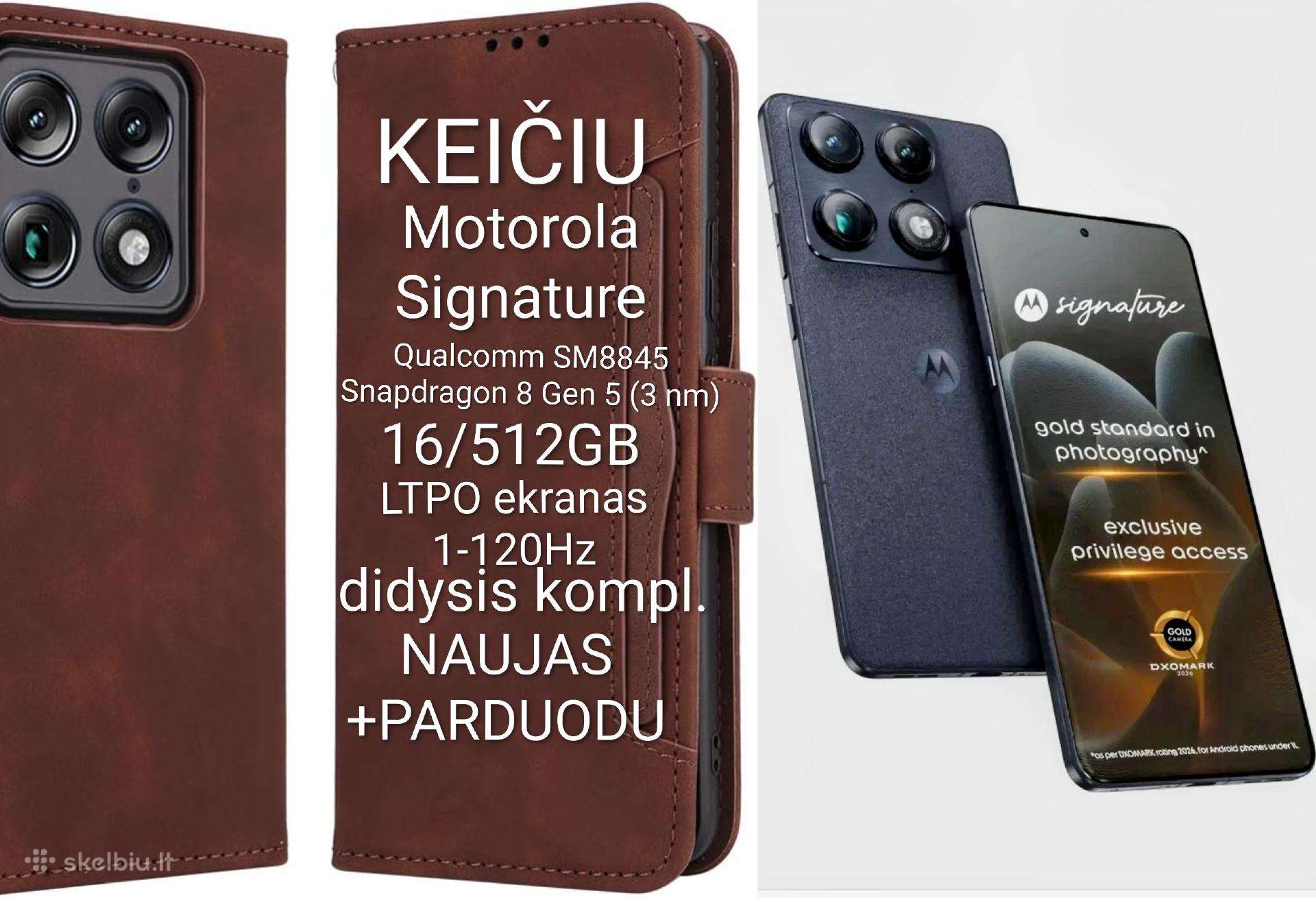 Motorola Signature 16/512gb+įkrov+od.dėklas,dokum