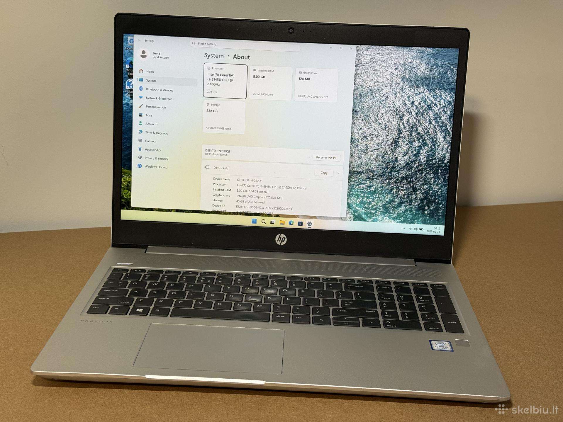 Hp Probook 450 G6 nešiojamas kompiuteris