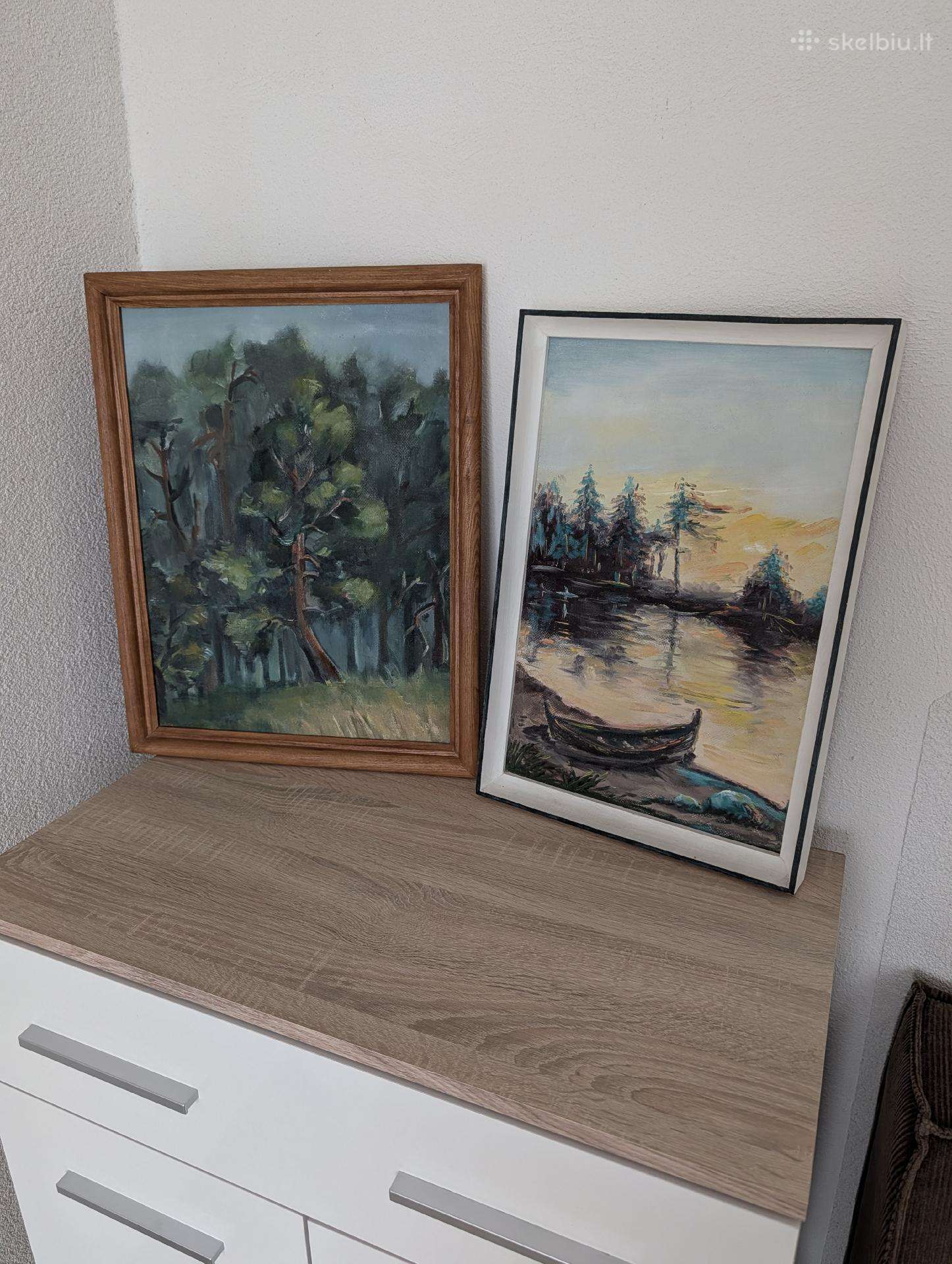 Du paveikslai aliejinai dažai