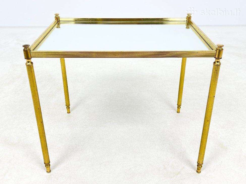 Žalvarinis staliukas su veidrodžio stalviršiu