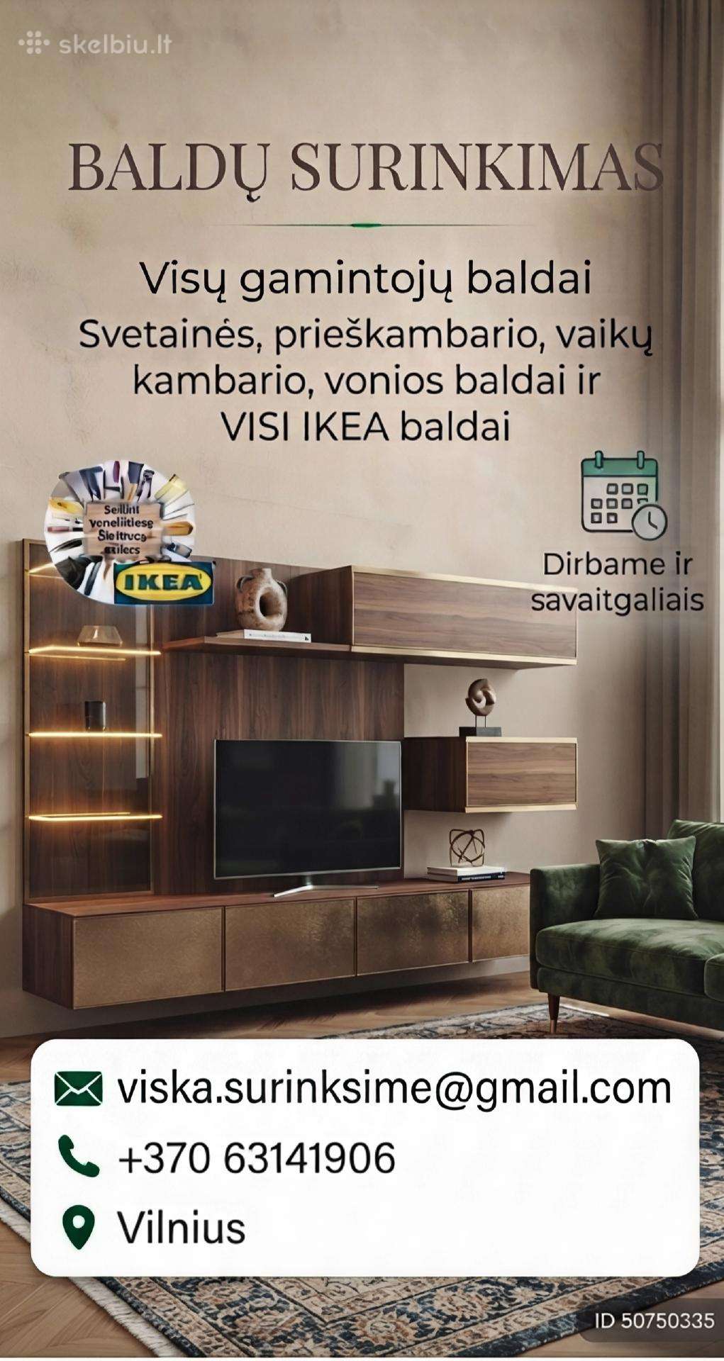 Visų gamintojų baldų surinkimas