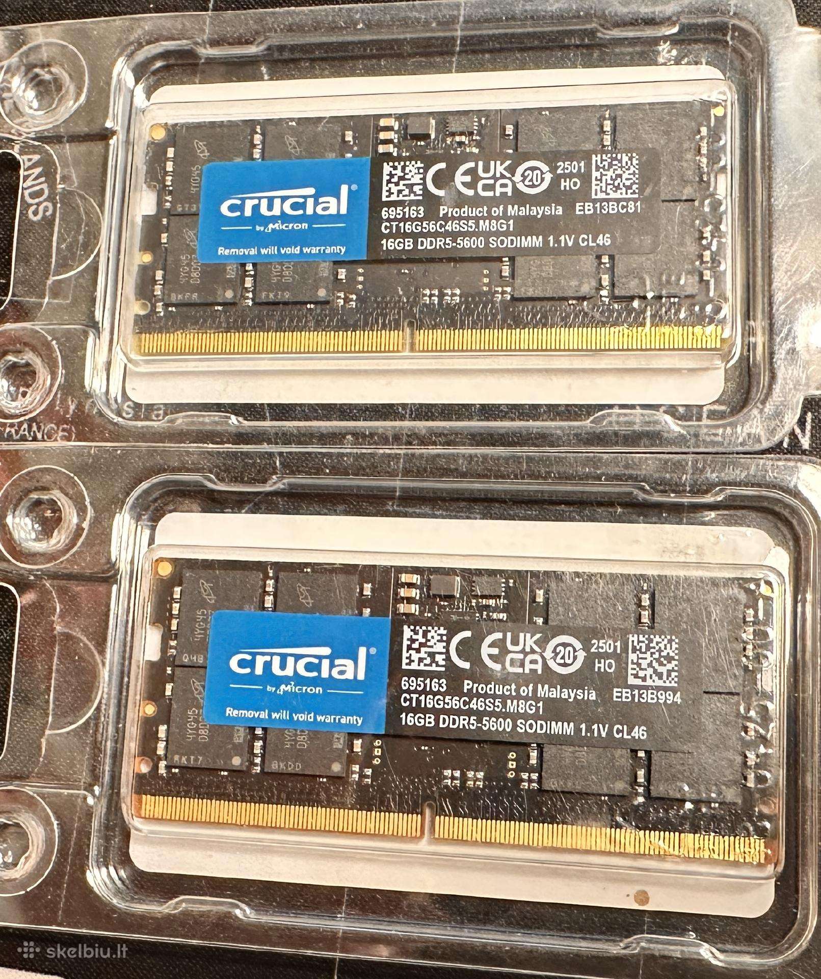 Crucial 32gb (2x16gb) Ddr5 5600mhz So-dimm laptop