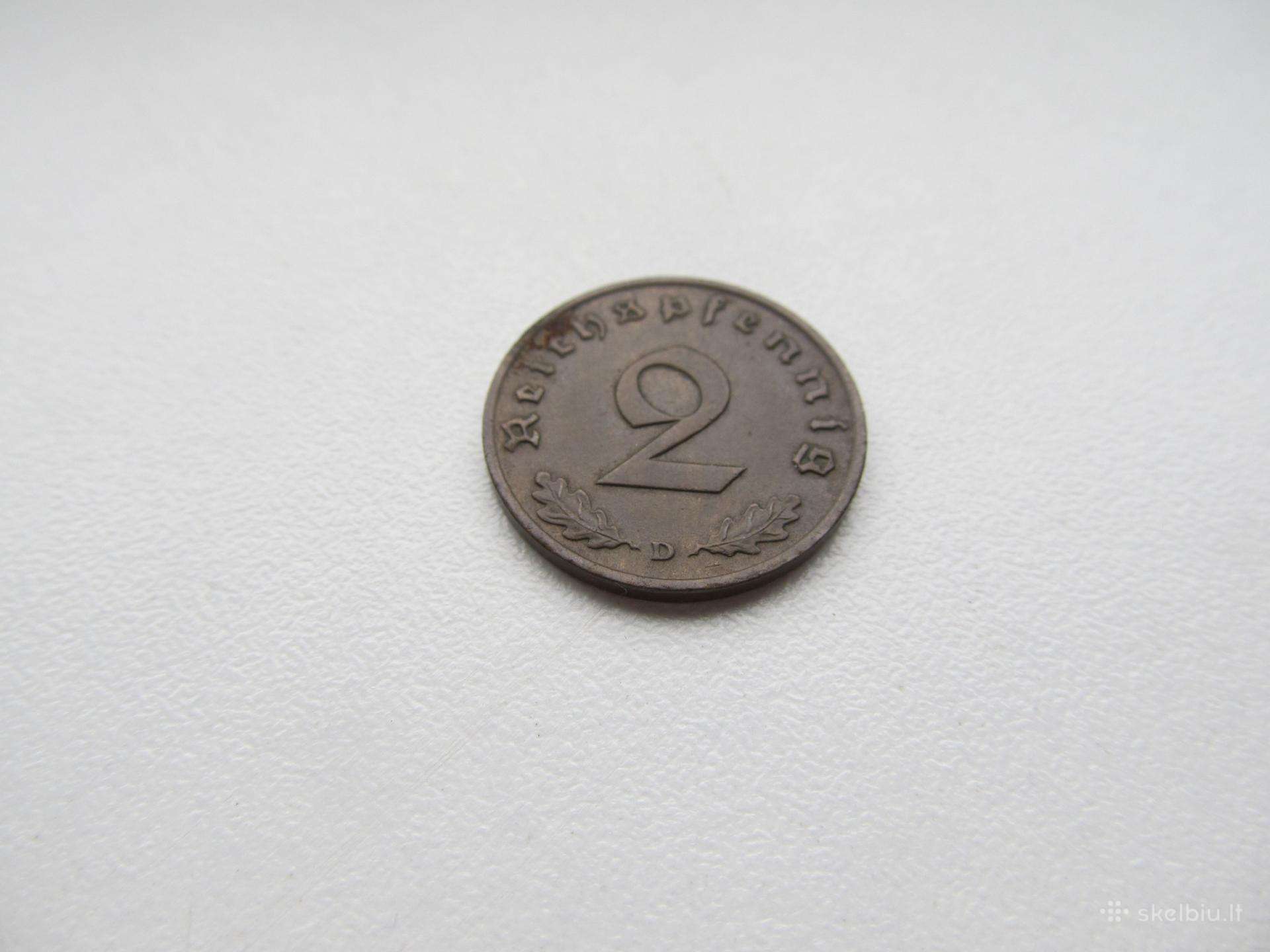 2 reichspfennig , Vokietija , 1939 D, G