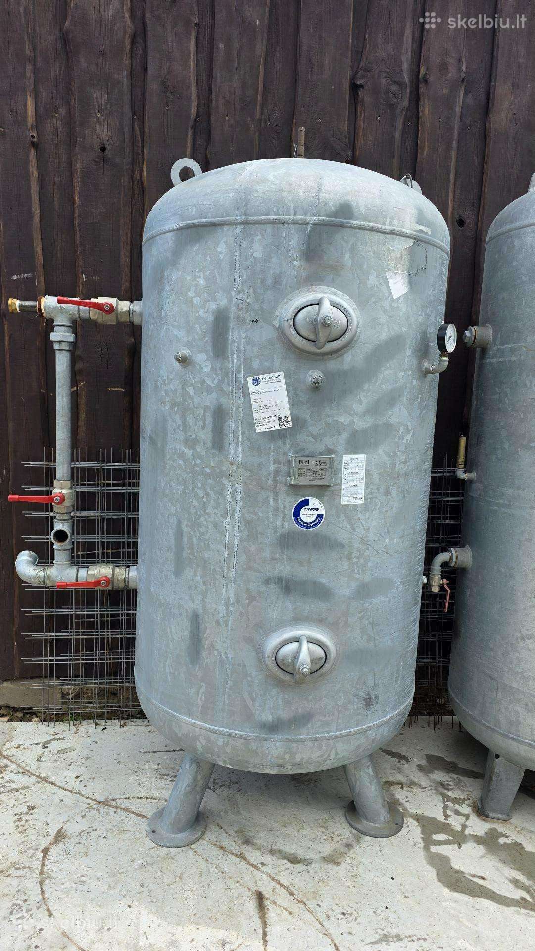 Vokiškas cinkuotas oro resiveris, 1500 l, 11 bar.