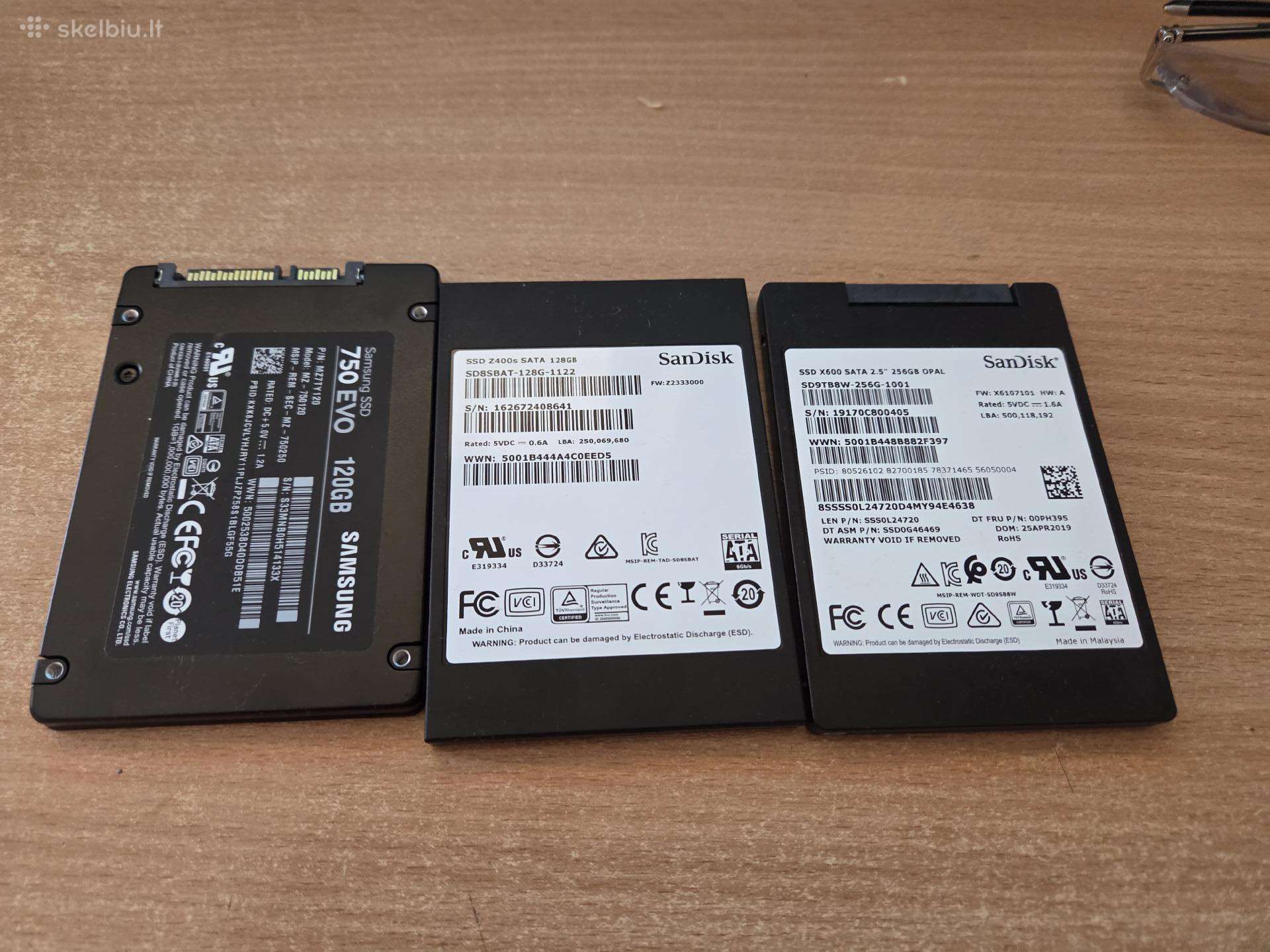 Parduodu SSD diskus 128 ir 256
