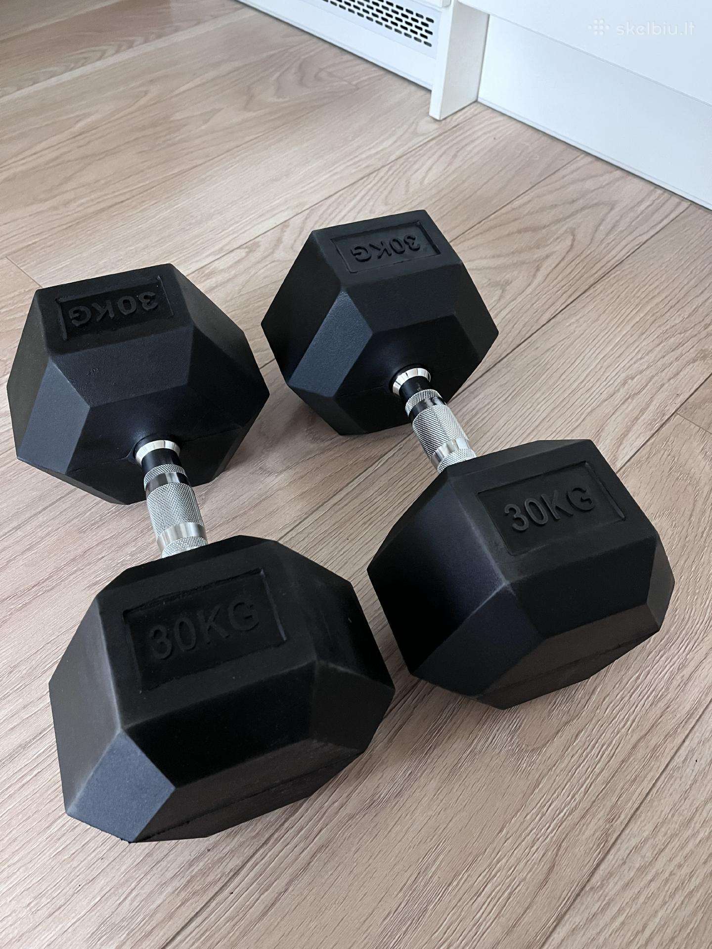 Šešiakampiai hanteliai 2x30kg