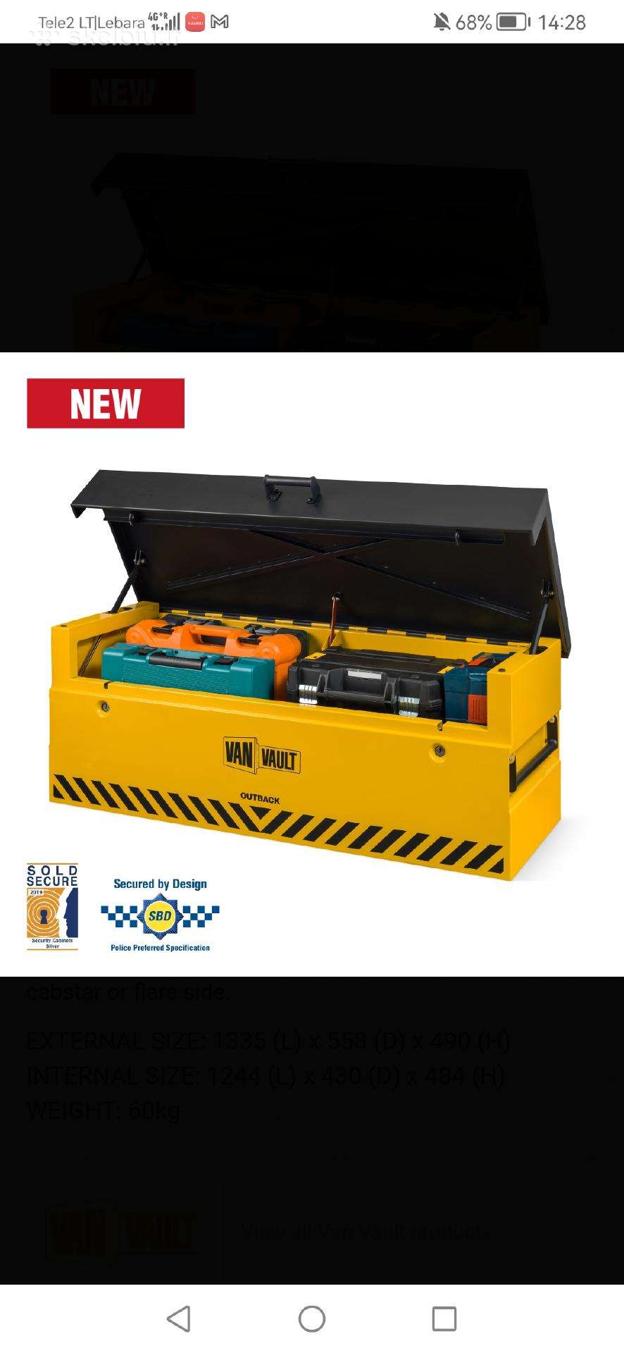 Van Vault Outback plienine irankiu saugojimo deze