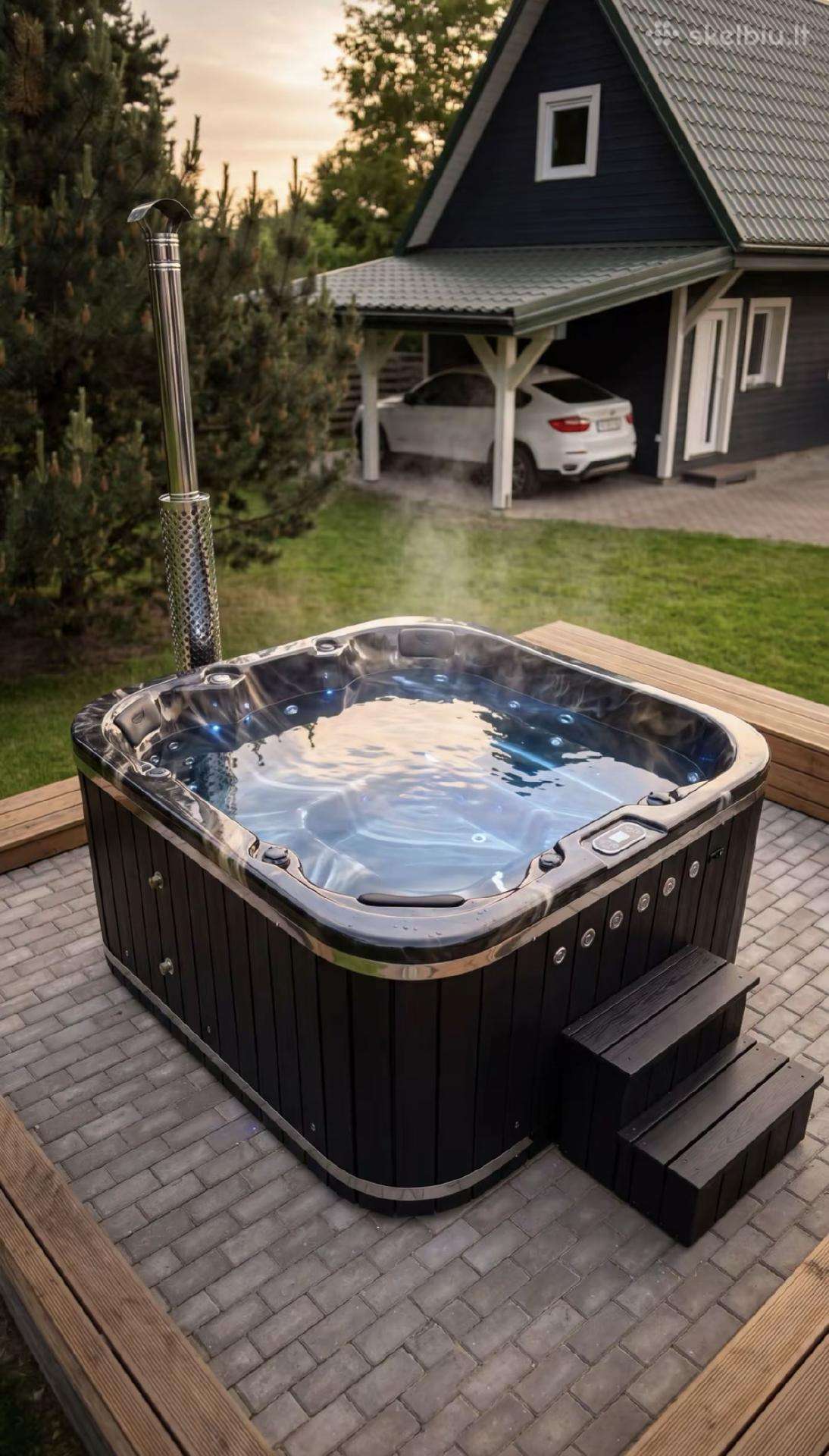 Akrilo kubilas / Hydro masažai / LED / Odinis D.