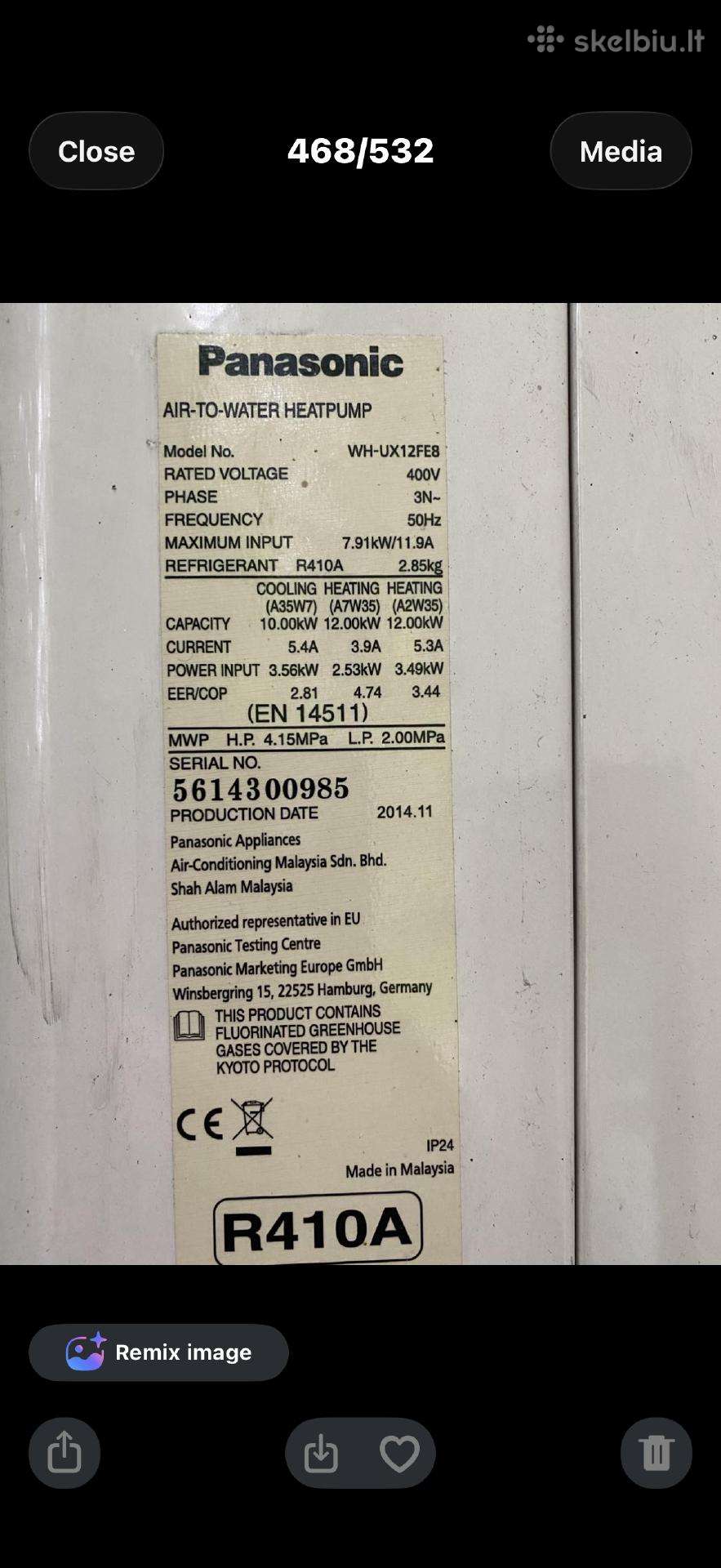 Oras vanduo šilumos siurblys Panasonic - 12 kw