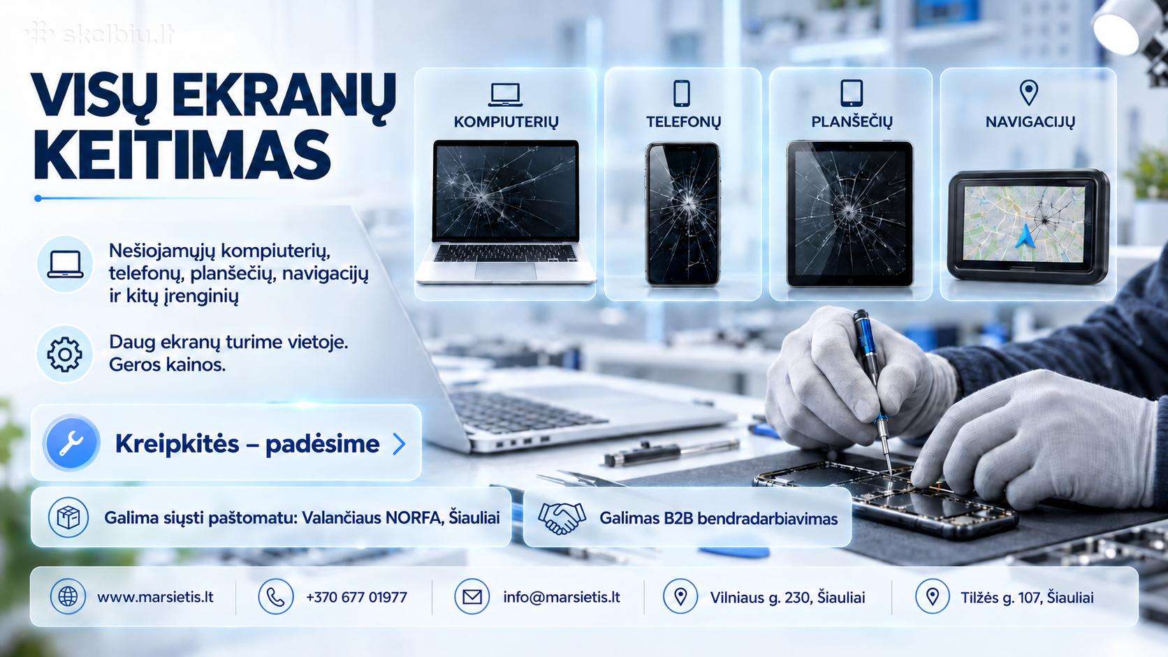 Nešiojamųjų kompiuterių, telefonų ir planšečių ekr