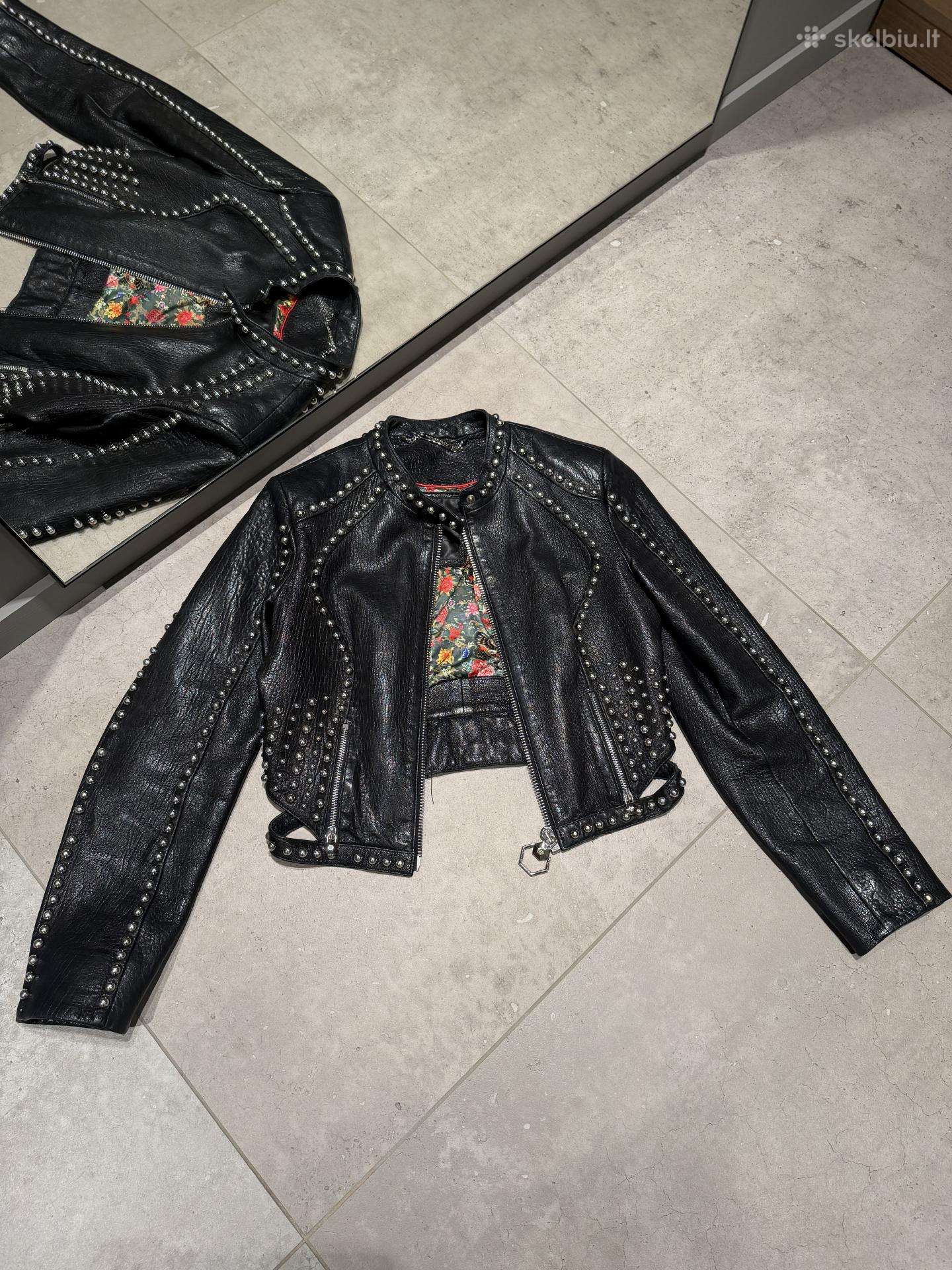 Philipp plein nat ėriuko odos striukė