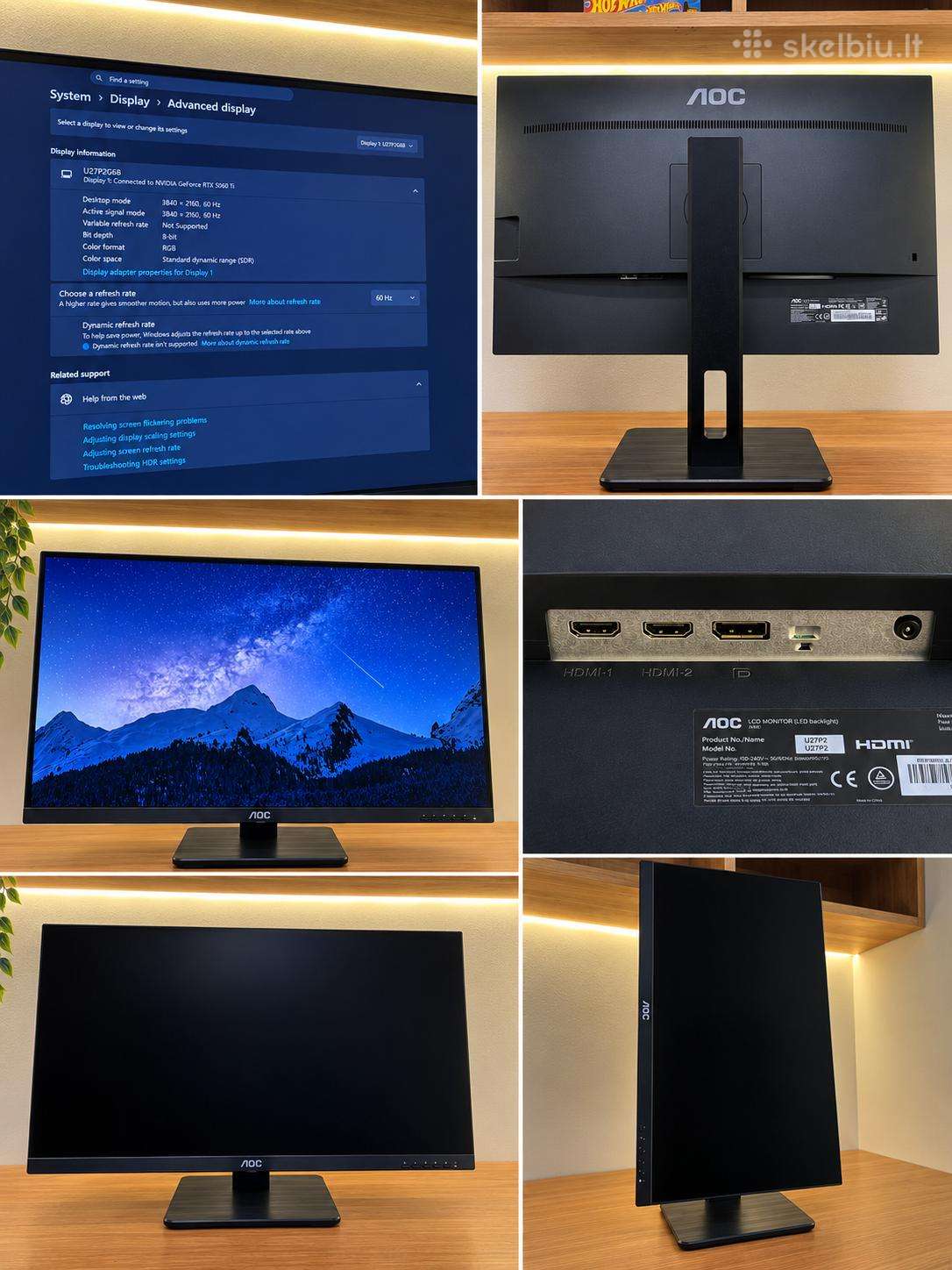 Monitorius Aoc U27p2 geros būklės